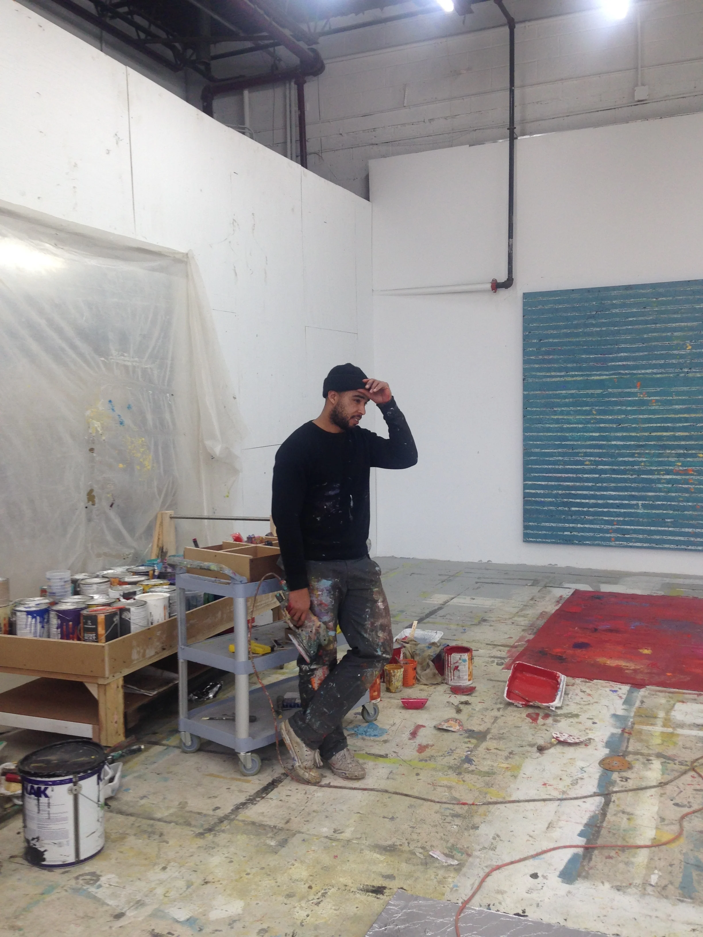 In the studio with Hugo McCloud, Bushwick, February 2016.