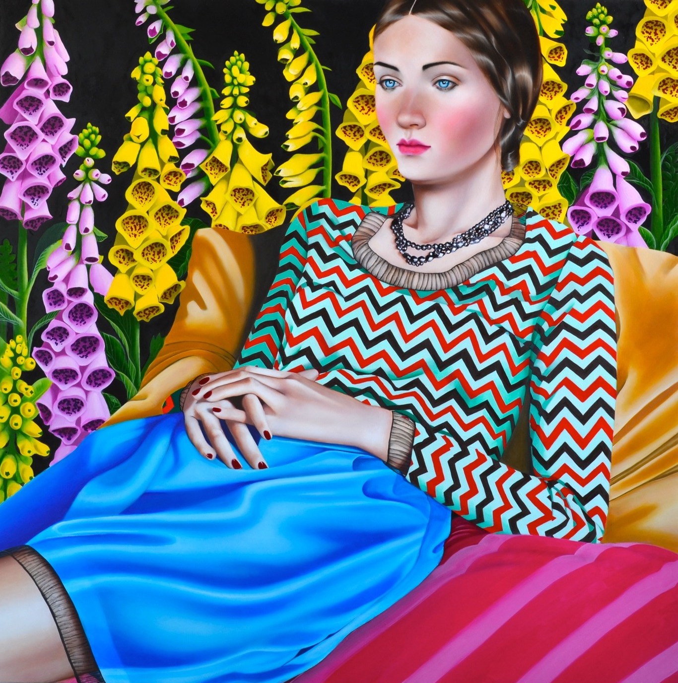 Foxglove , 2014. Oil on canvas. 30 x 30 inches . **Courtesy of Fredericks & Freiser, NY.