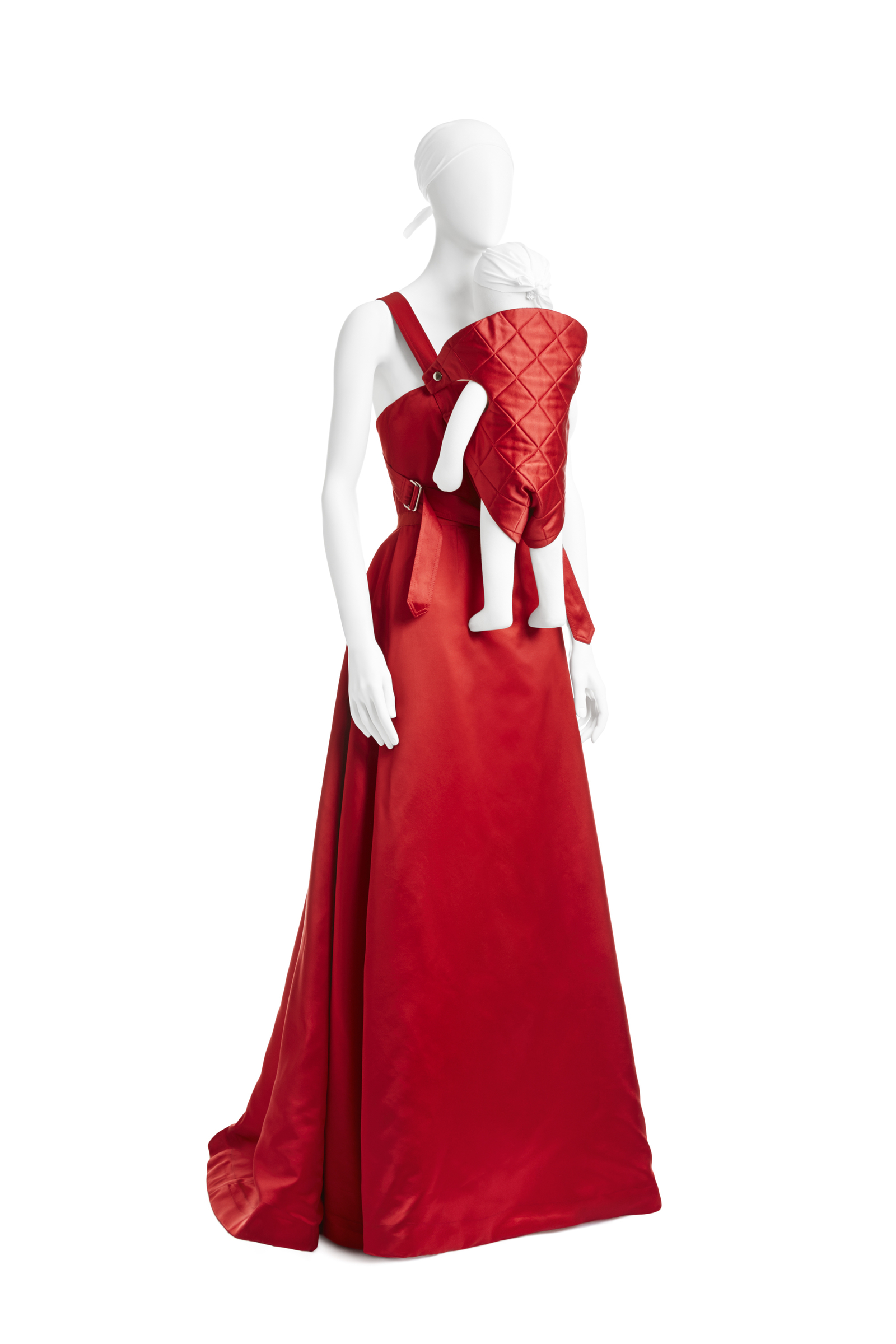 Baby Bjorn Ball Gown, fall 1998 Duchess satin strapless ball gown and matching baby carrier. Photograph © Jason Frank Rothenberg