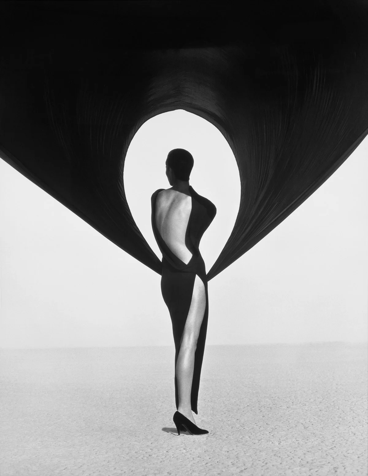 Herb Ritts (American, 1952-2002) Versace Dress, Back View, El Mirage 1990 Gelatin silver print Museum of Fine Arts, Boston Gift of Herb Ritts © Herb Ritts Foundation Photograph © Museum of Fine Arts, Boston