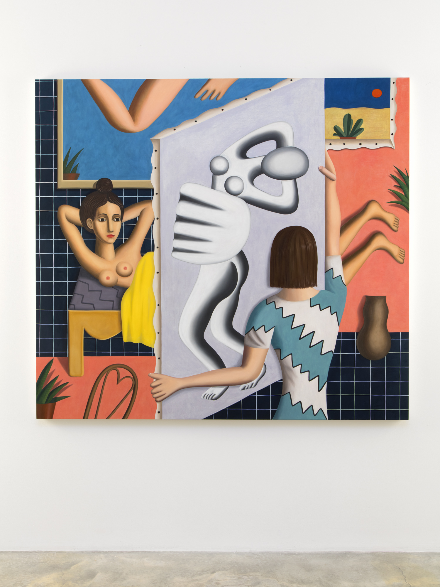 Jonathan Gardner, The Model, 2016, Oil on linen, 52 x 57" / 132.1 x 144.8cm. Photo: Jean Vong