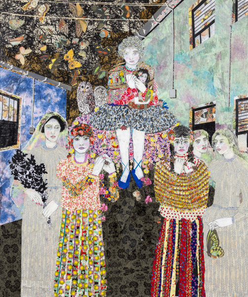 Maria Berrio, The Procession, 2015, mixed media on canvas. Courtesy of the Praxis Gallery.