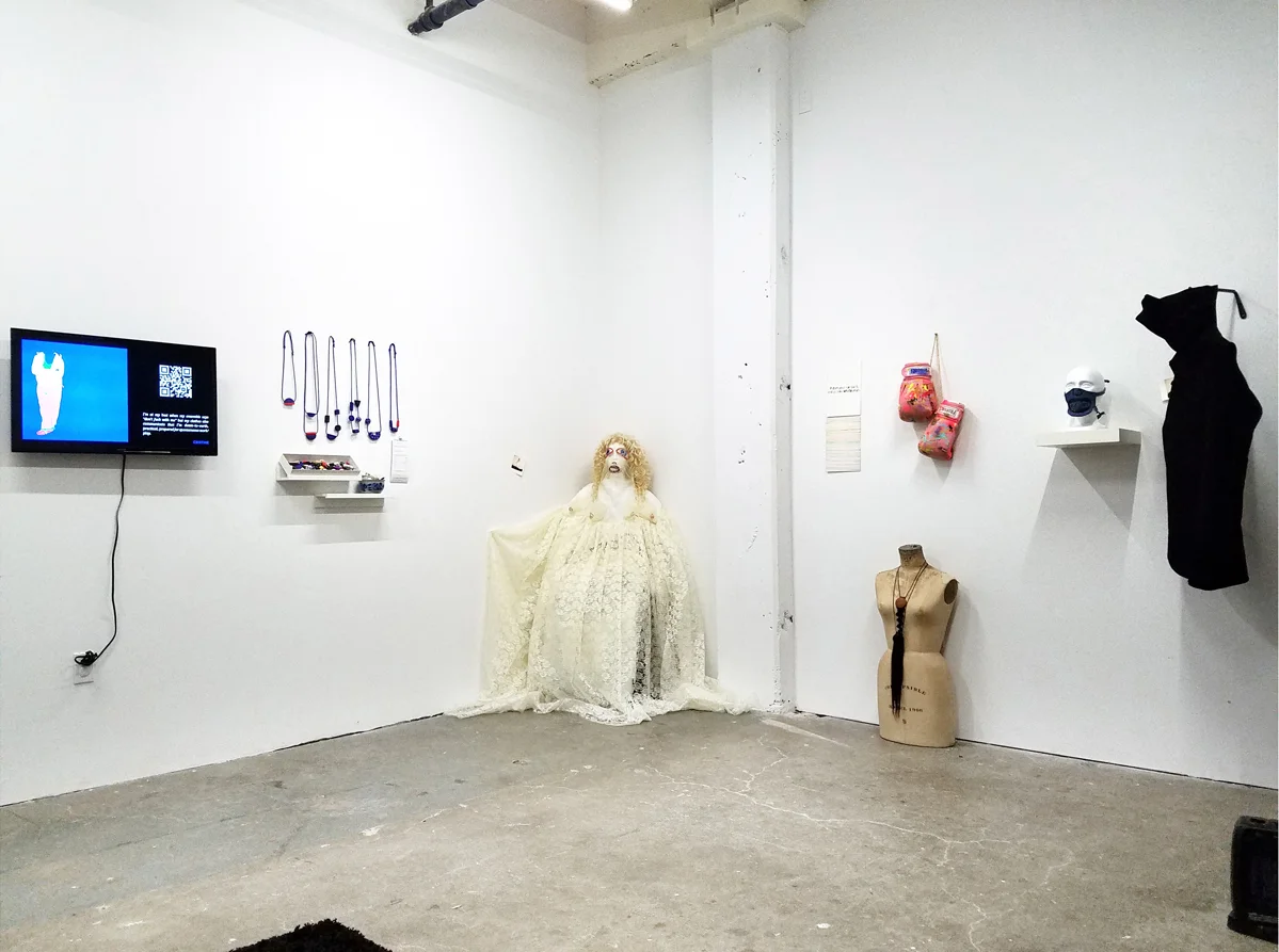 Installation view of What Nasty Women Wear at Black & White Projects, 2016