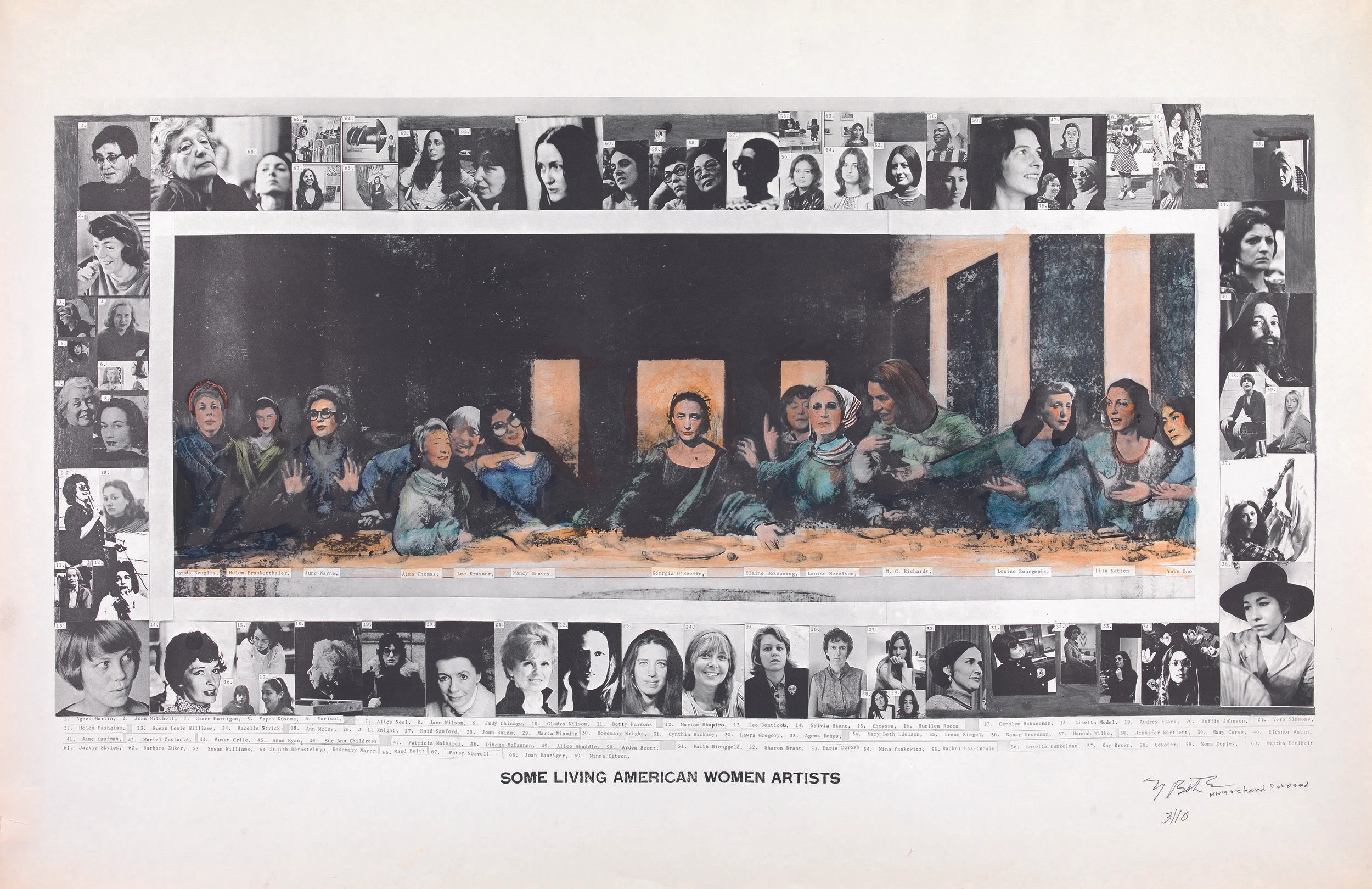 Mary Beth Edelson, Some Living American Women Artists / Last Supper, 1972, © Mary Beth Edelson Courtesy of Balice Hertling, LLC, New York / , The SAMMLUNG VERBUND Collection, Vienna