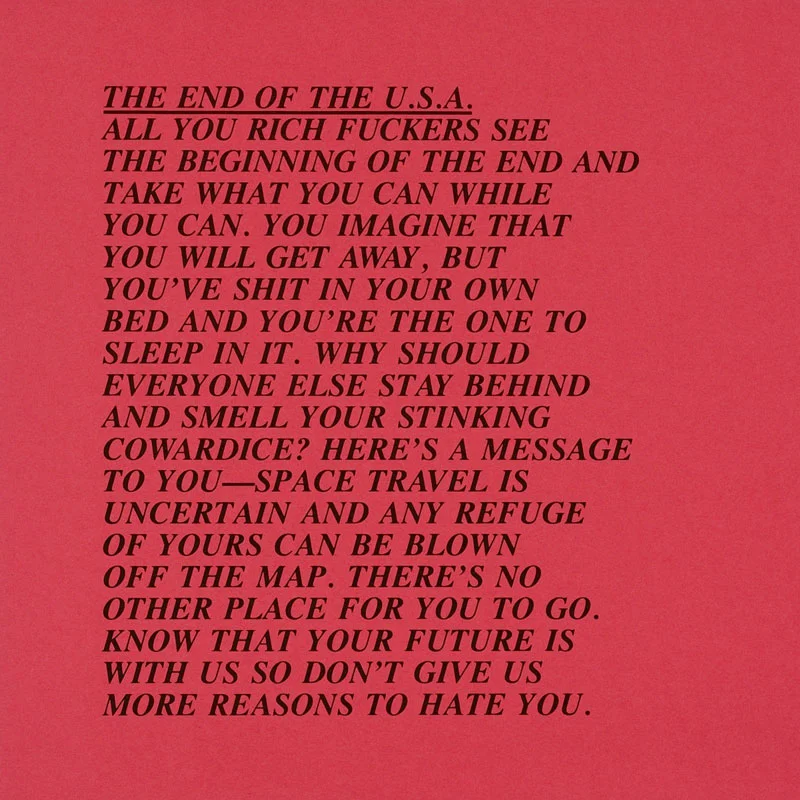 Jenny Holzer, “The end of the USA”. Credit: Sock Studio. 