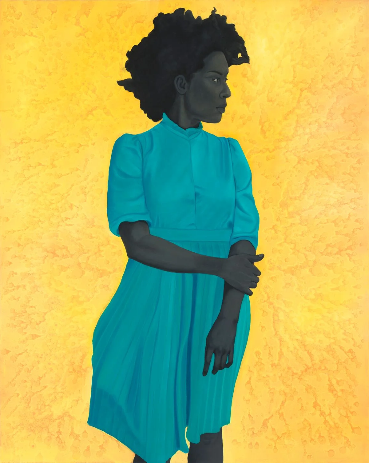 Amy Sherald, Saint Woman, 2015, oil on canvas. 54 x 43 in. (137.16 x 109.22 cm). Private collection, Hunts Point, WA. Courtesy the artist and Monique Meloche Gallery, Chicago.