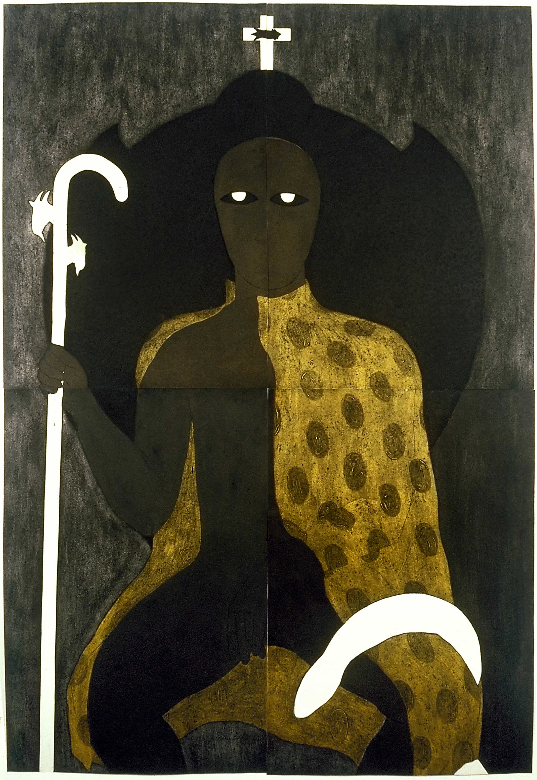 Mokongo, Collograph 1991, 202 x 138 cm. Collection of the Belkis Ayón Estate .© Estate of Belkis Ayon. Courtesy of Landau Traveling Exhibitions.