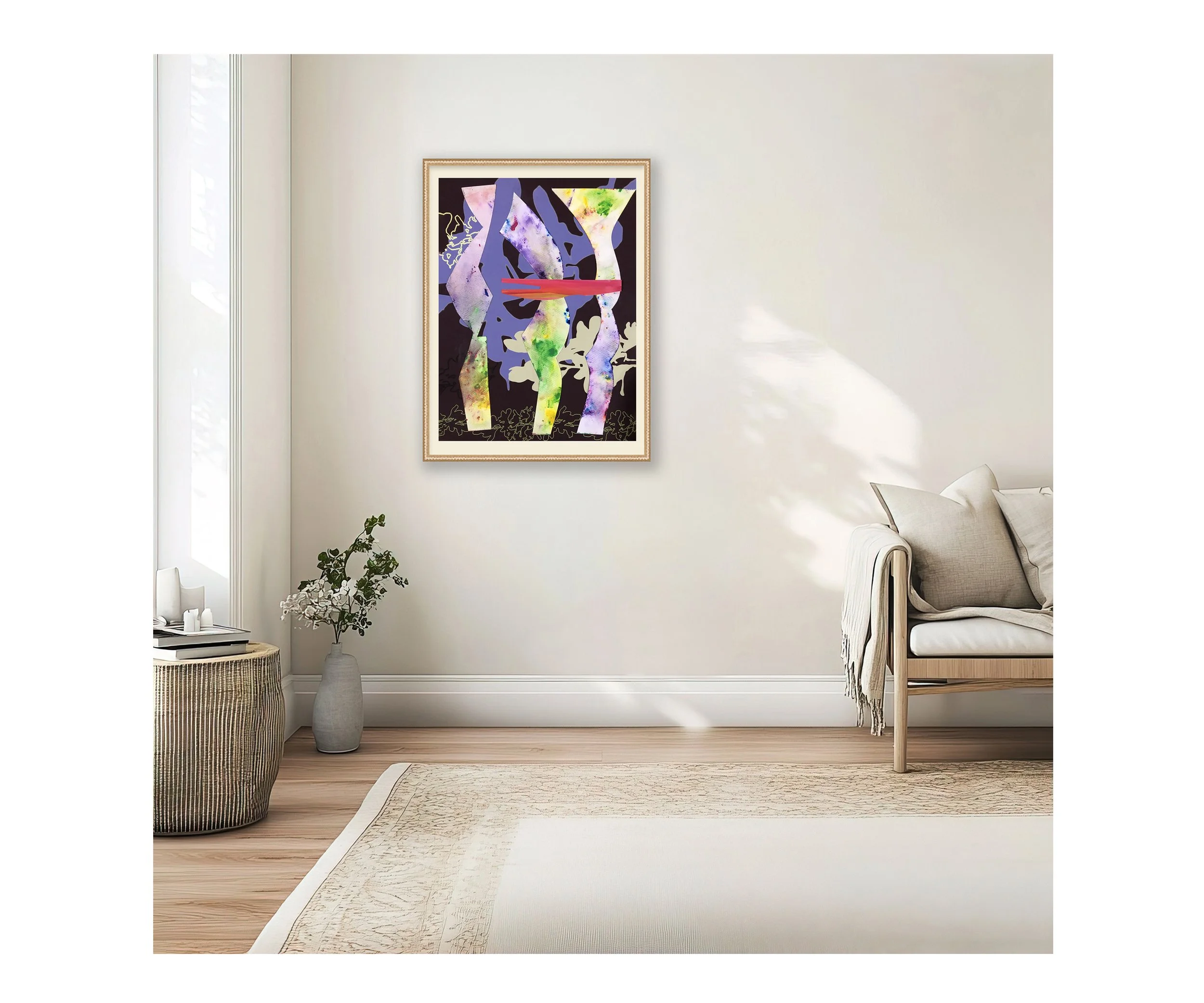 HULA, in beige living room, by Ceil Diskin