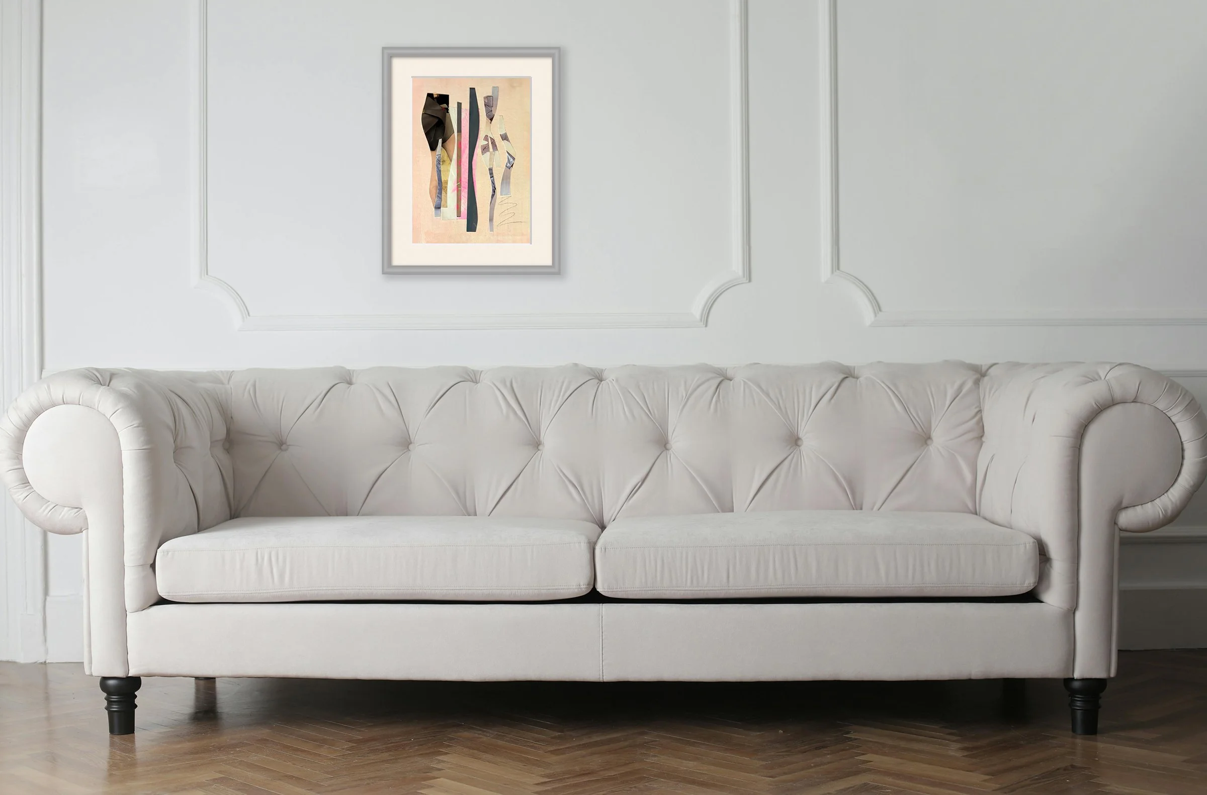 It Was The Scariest Thing I’ve Ever Done. 5x7 collage print, matted & framed in scene. Ceil Diskin-2025.