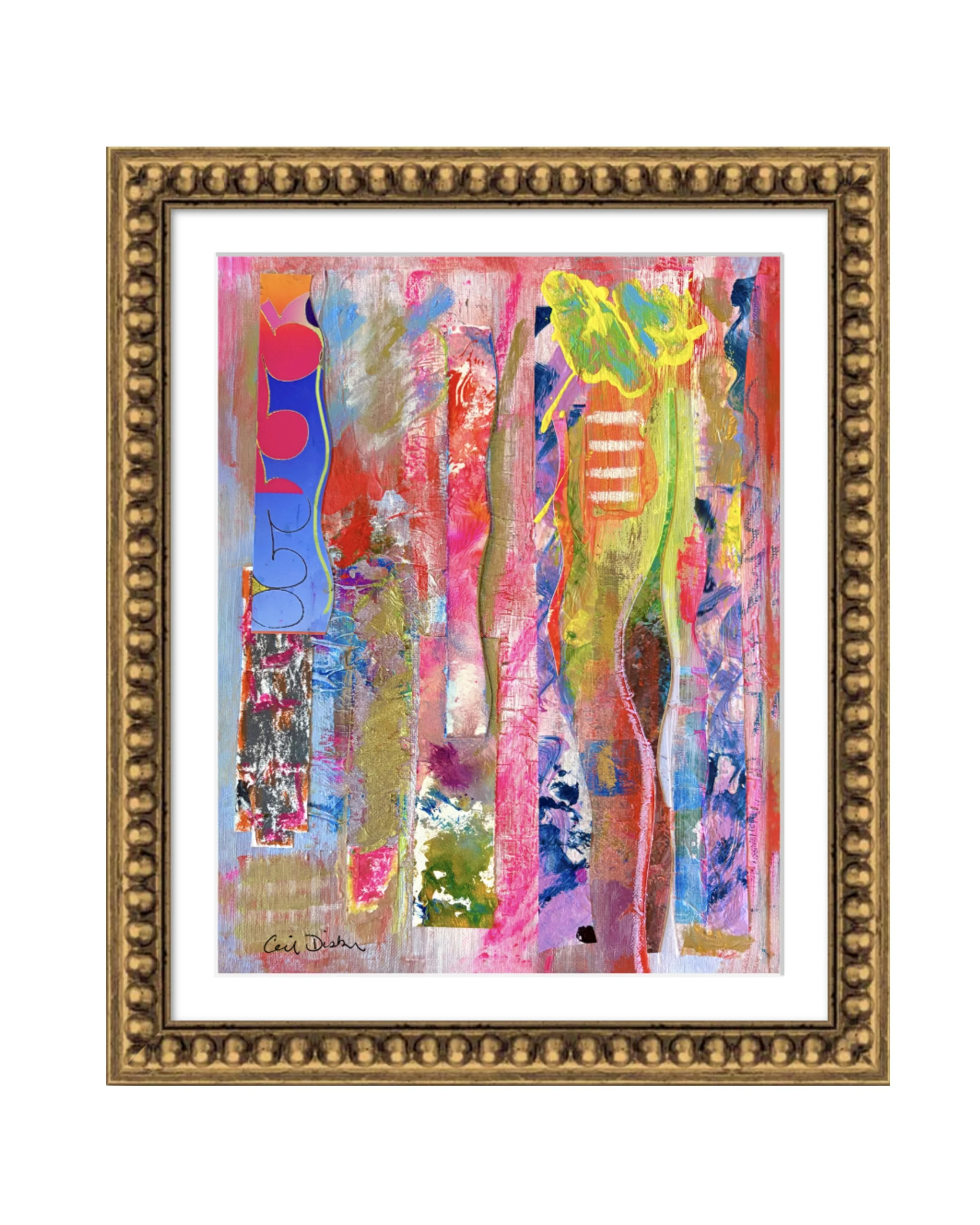 AfterParty. 11x14 collage print, matted & framed. Ceil Diskin-2025.