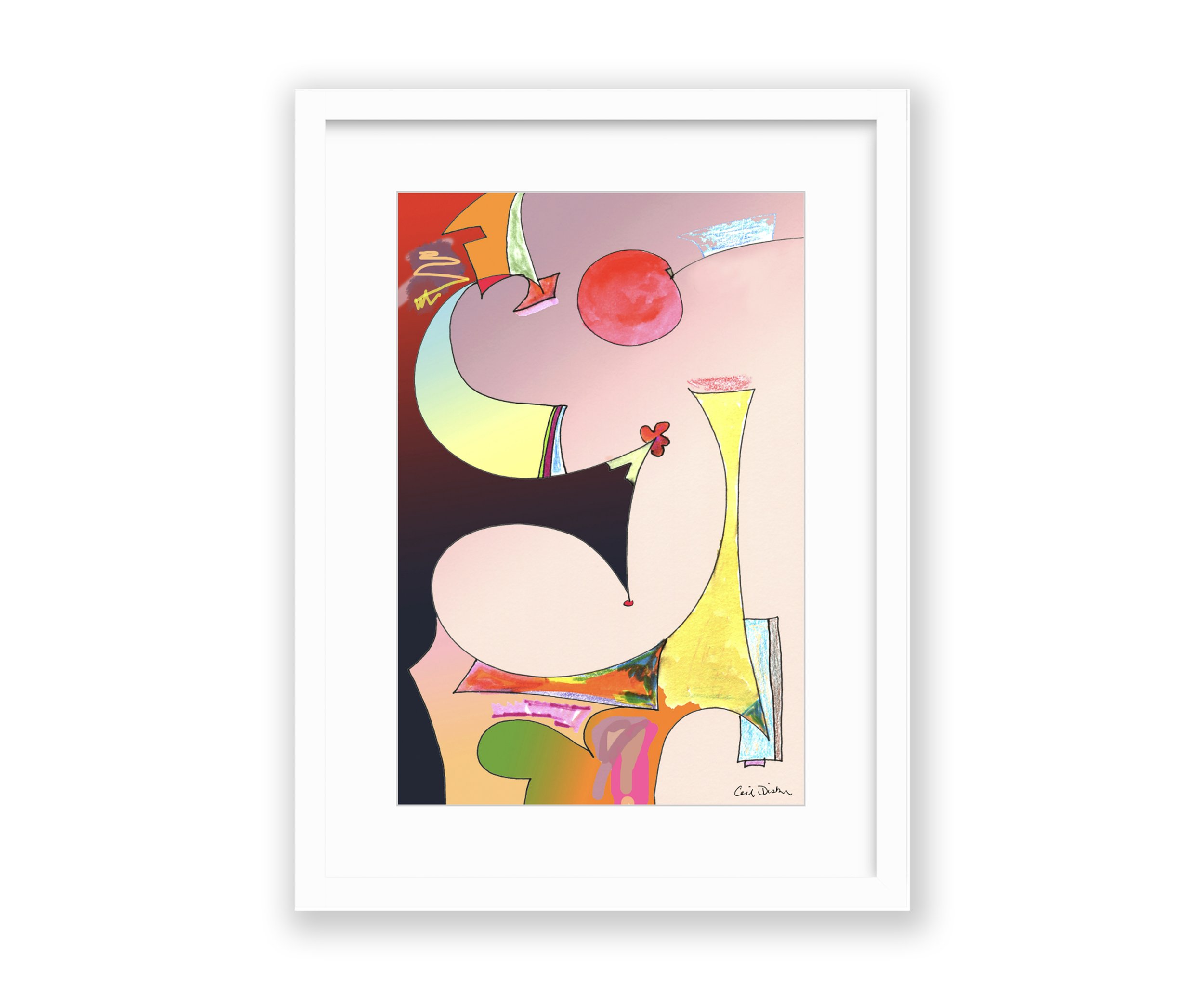 Cherry, white frame, by Ceil Diskin