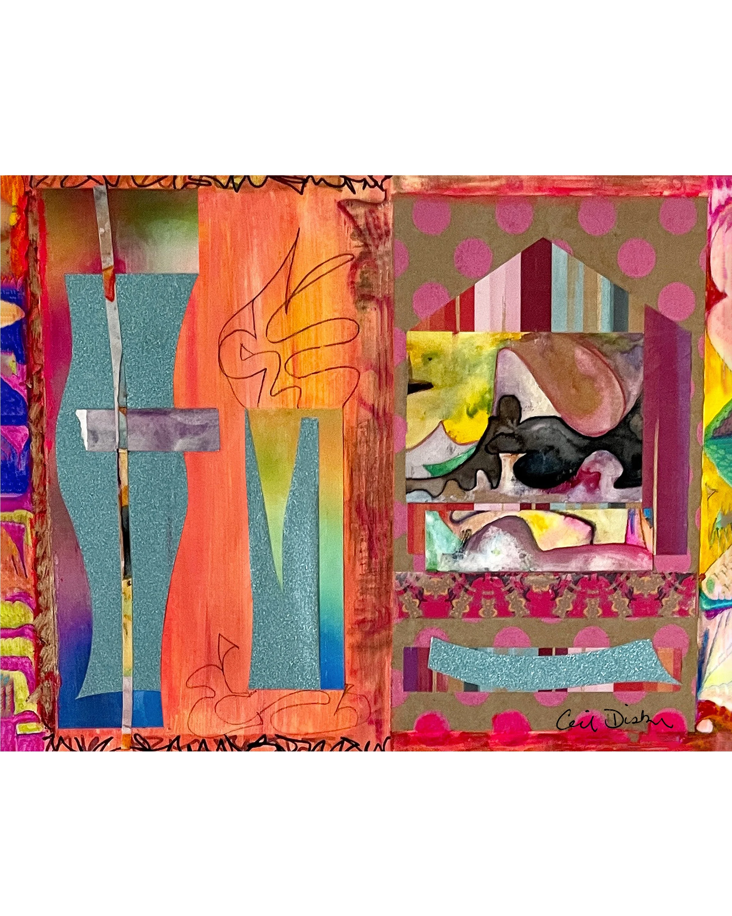 Summertime Birthday. 14x11 collage print. Ceil Diskin-2025.