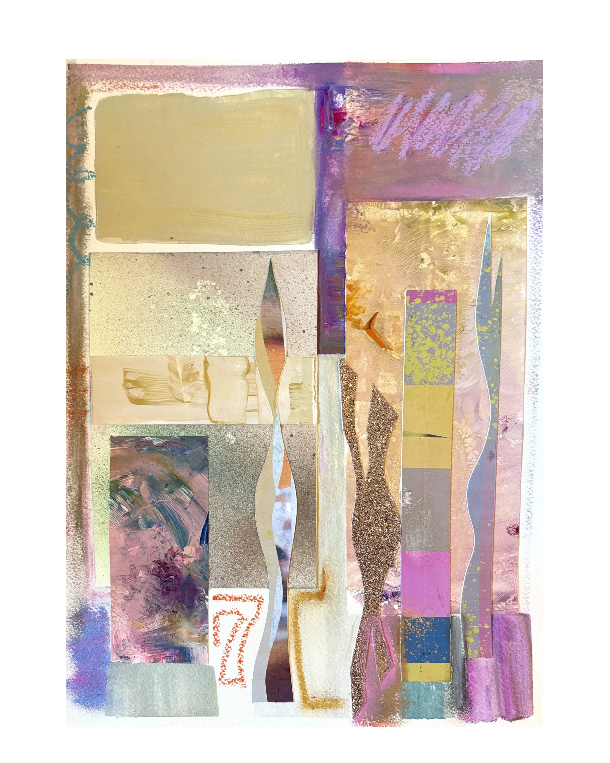 L’Ingenue. 10x14 mixed media collage on paper. Ceil Diskin-2025.