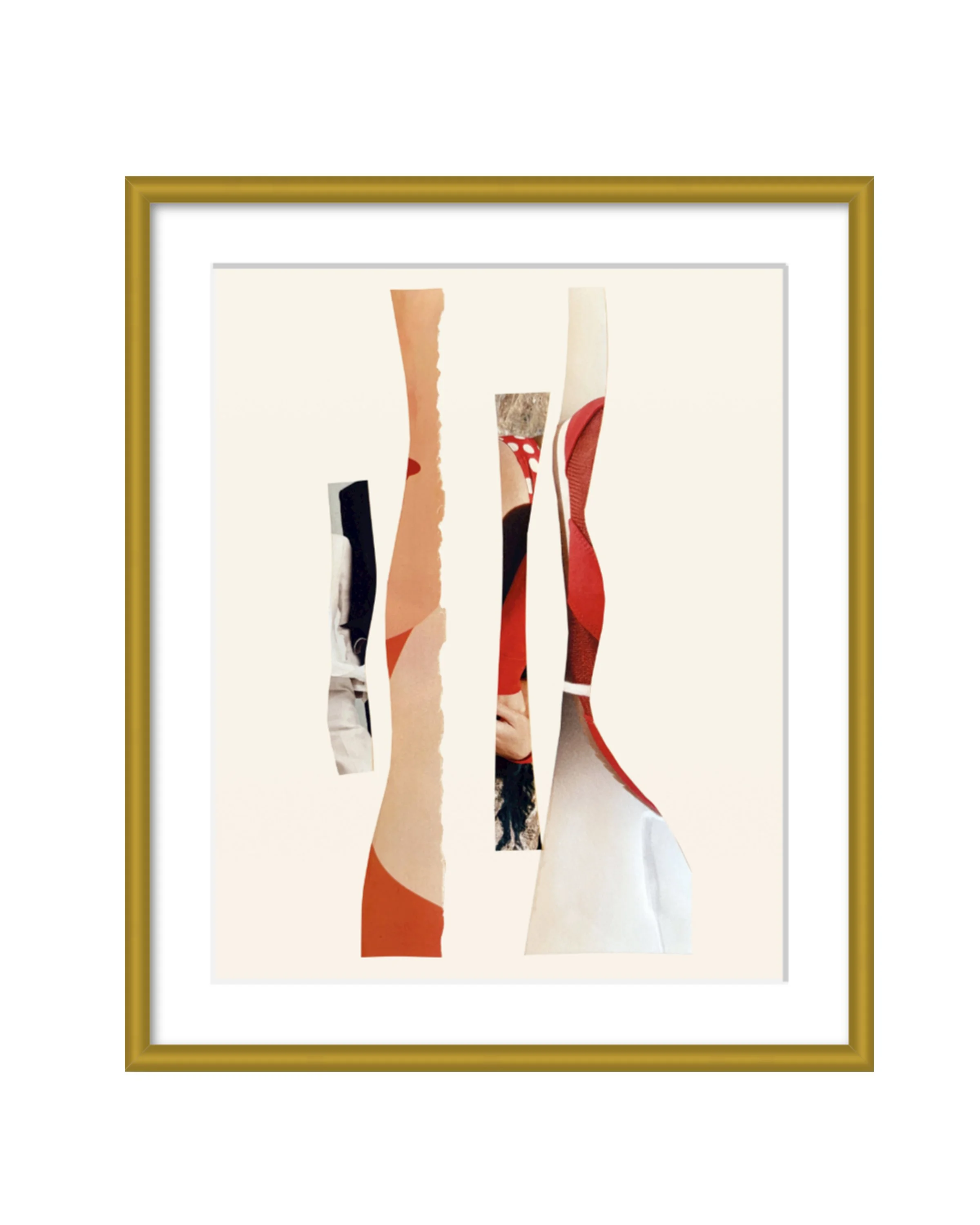 Riviera Red. 8x10 collage print, matted & framed. Ceil Diskin-2025.