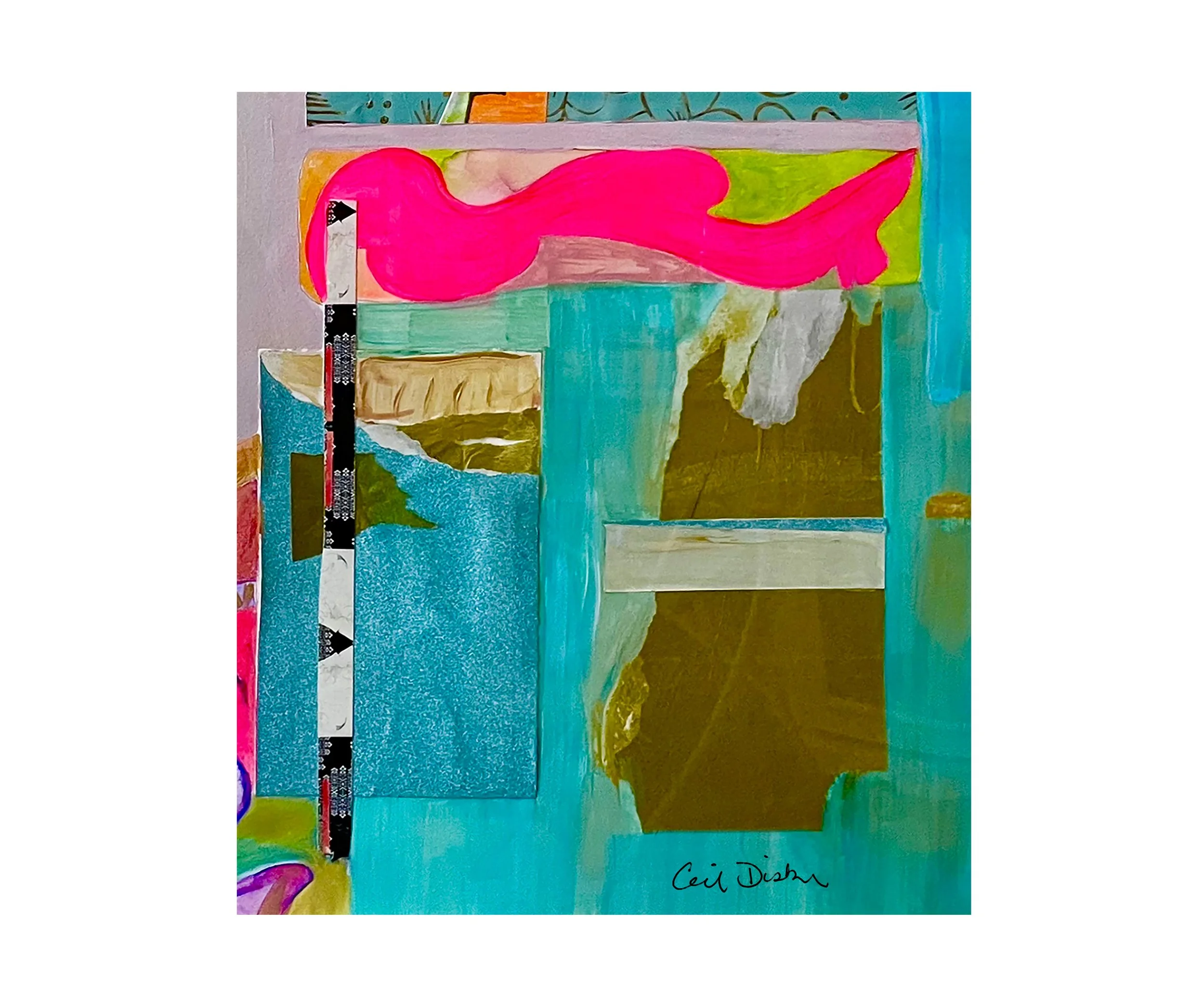 Daisy & Billy, mixed media collage-detail, by Ceil Diskin