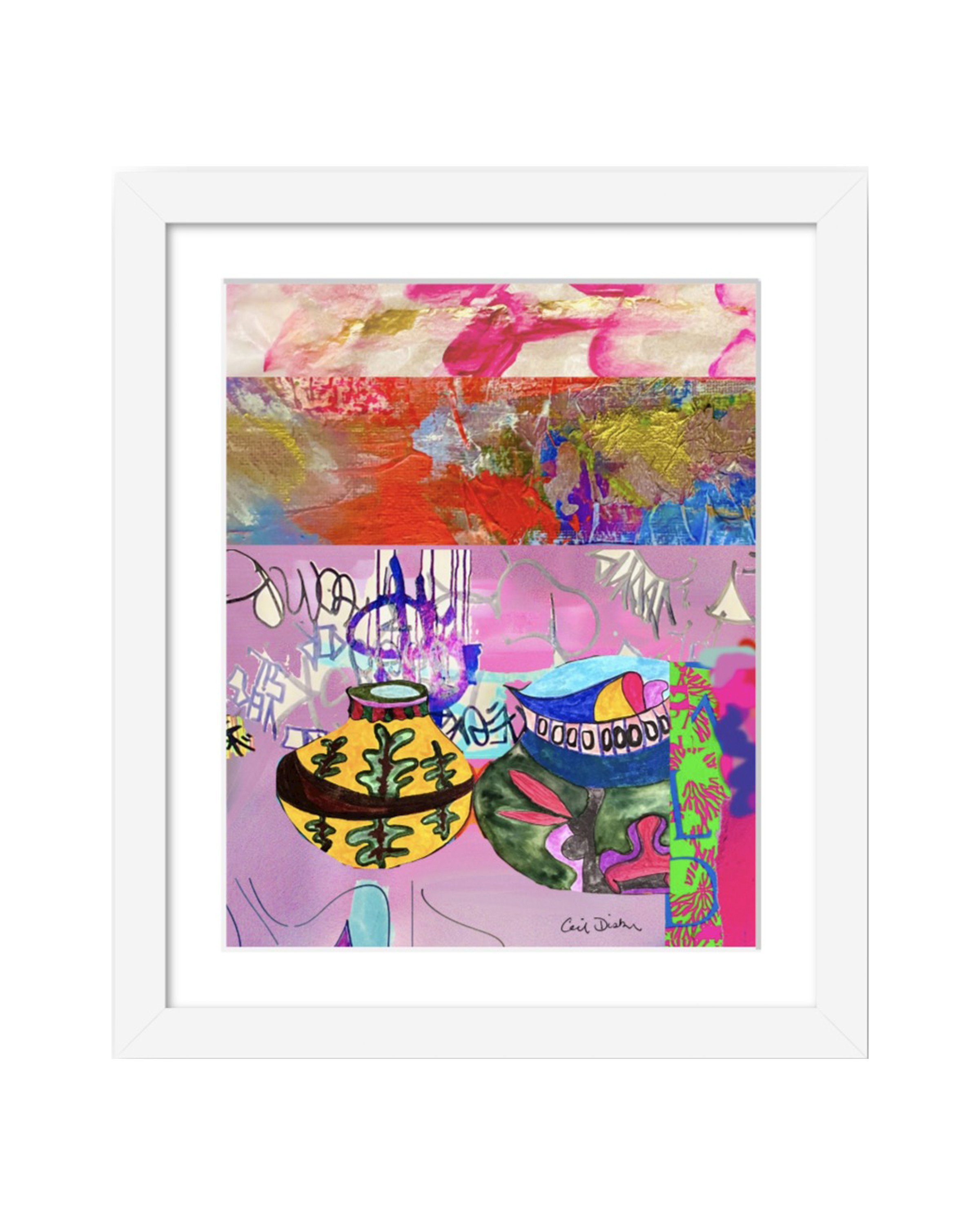 10th Ave. Series Detail 1, digital collage print, matted & framed. Ceil Diskin, 2026