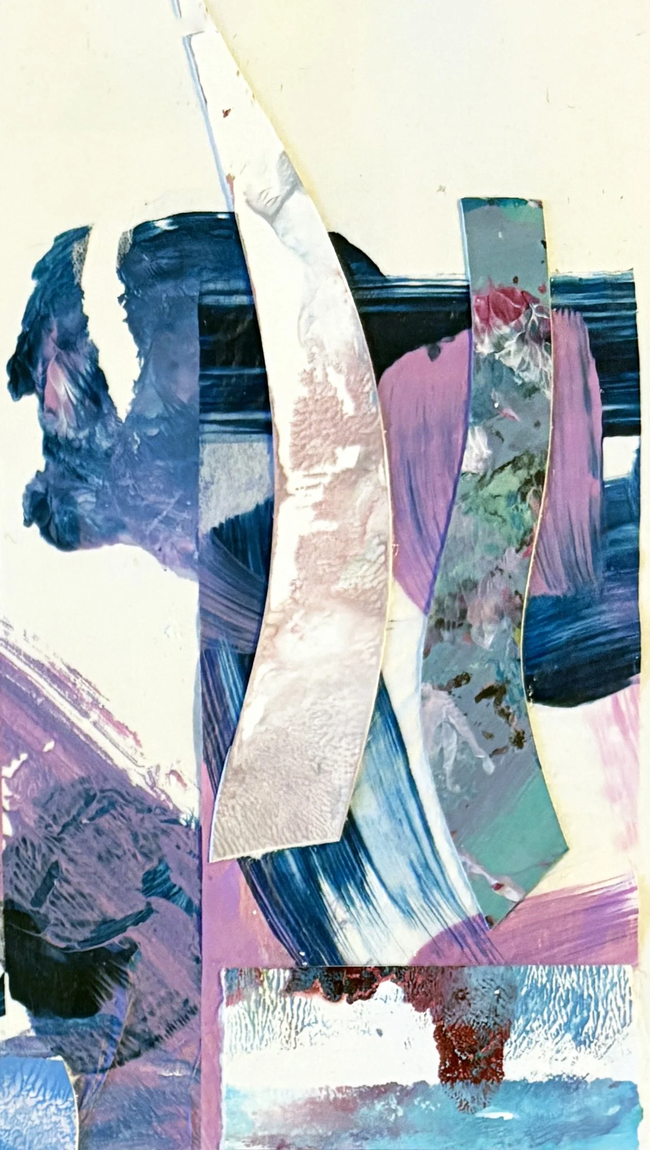 Blue Moon_10x14_mixed media collage on paper-detail 3, by Ceil Diskin 2025