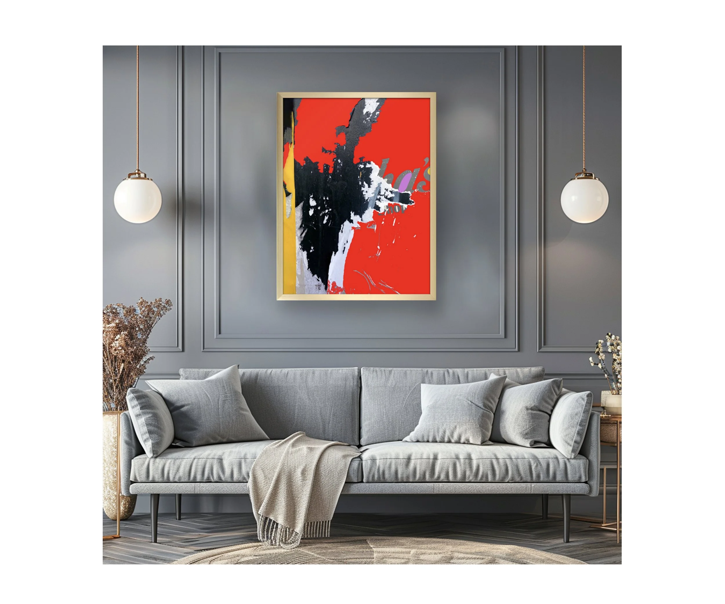 ha's shop, gold frame in scene