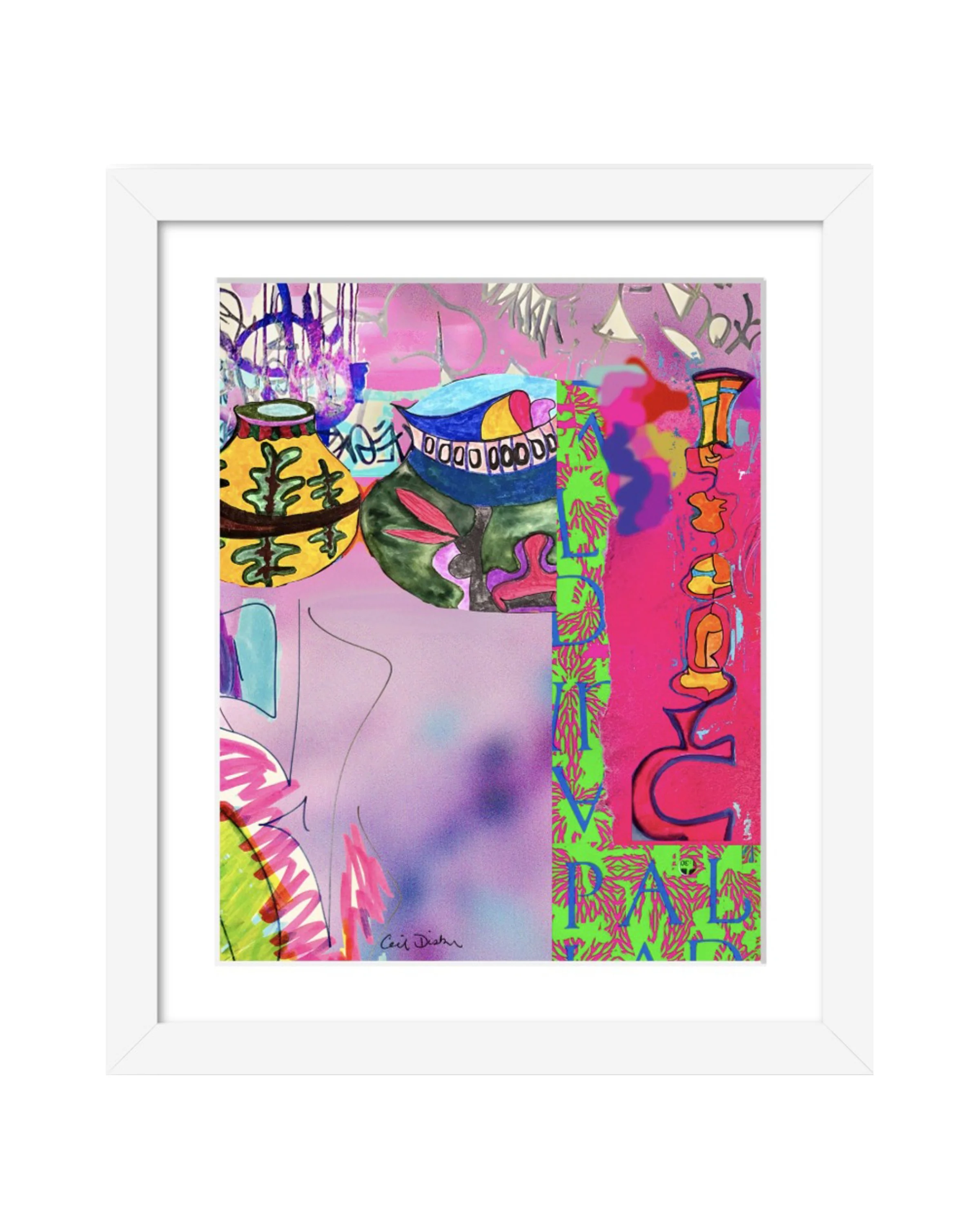 10th Ave. Series Detail 8, digital collage print, matted & framed. Ceil Diskin, 2026