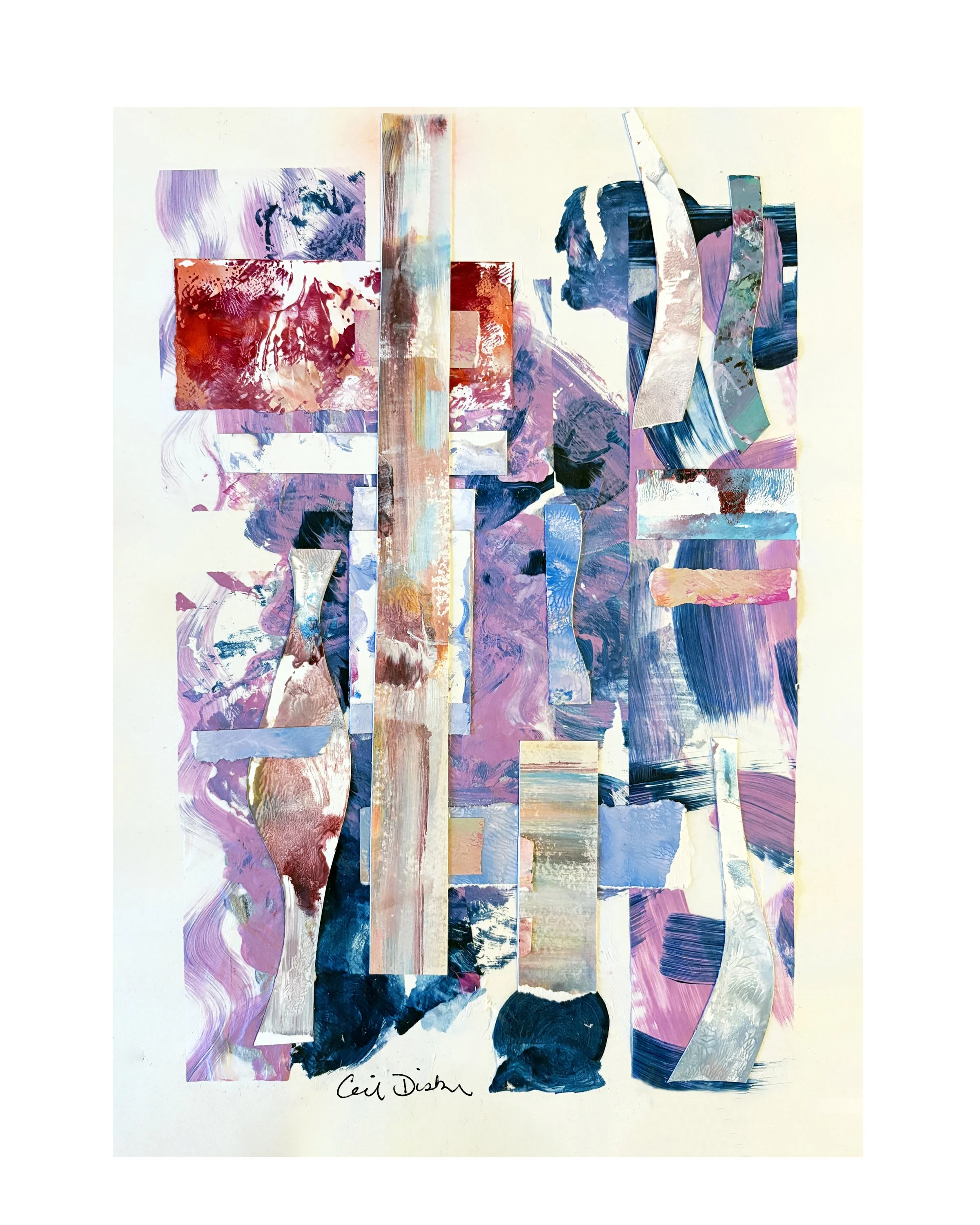 Blue Moon. 10x14 collage print. Ceil Diskin-2025.