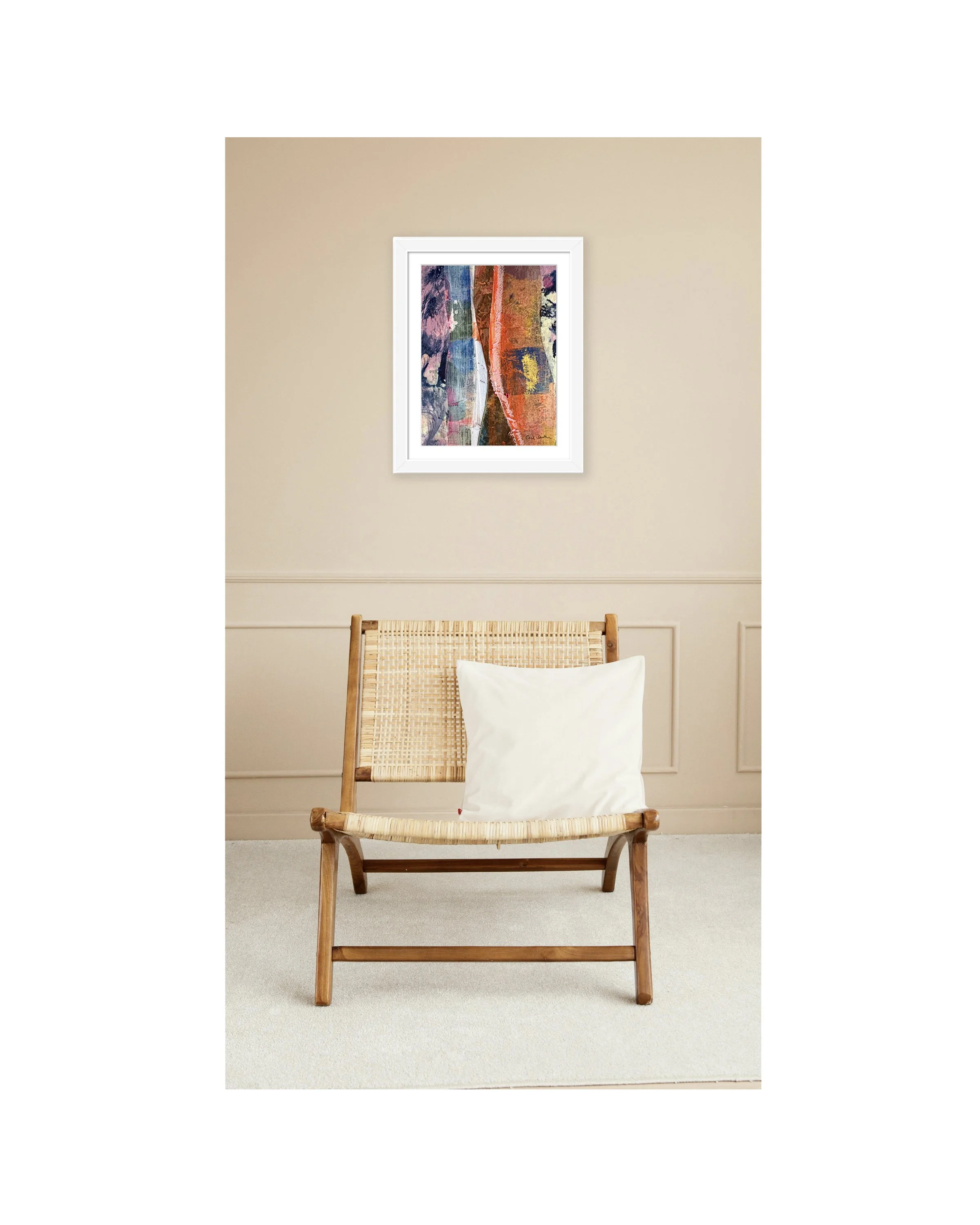 Out The Back Door. 9x12 Giclée print, matted & framed, in scene. Ceil Diskin 2025.