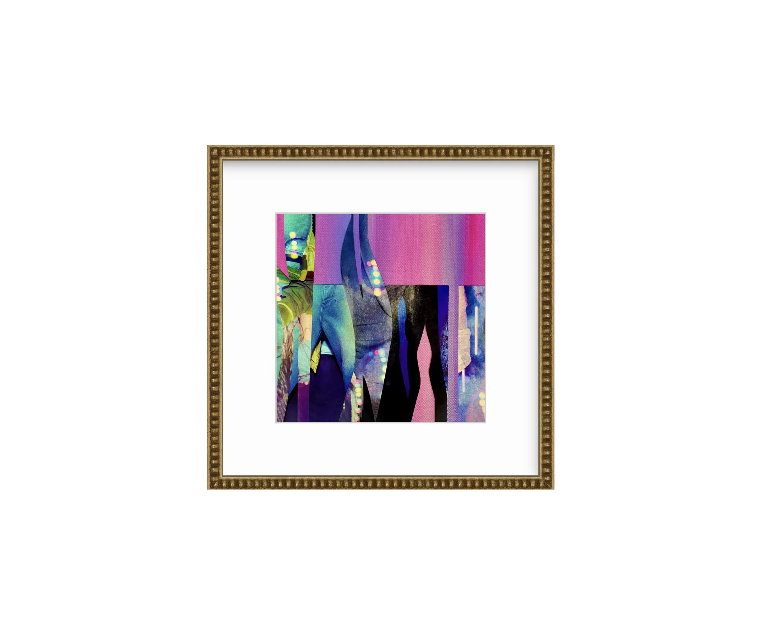 Blue Runway, in gold bead frame, by Ceil Diskin