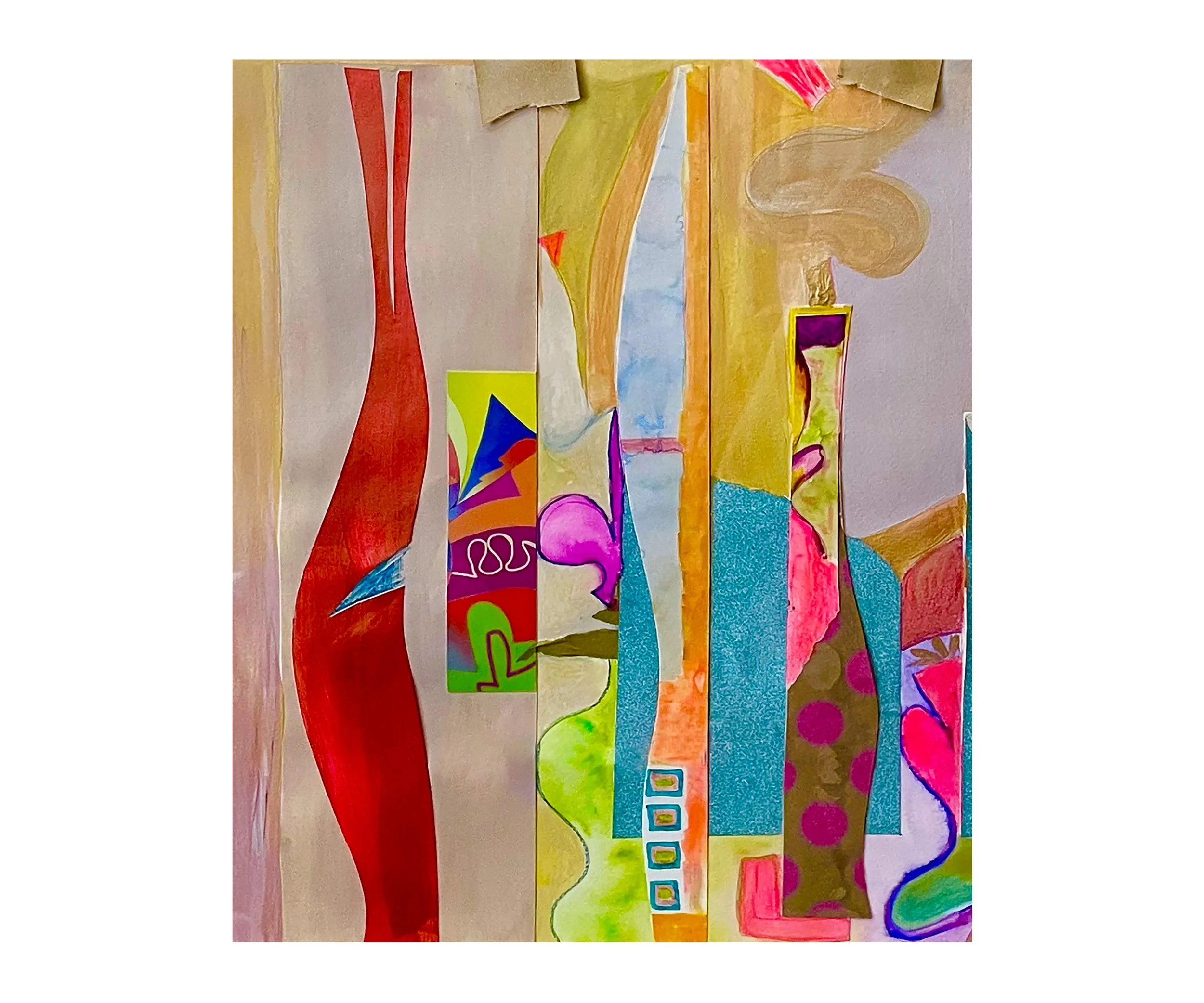 Daisy & Billy, mixed media collage-detail, by Ceil Diskin