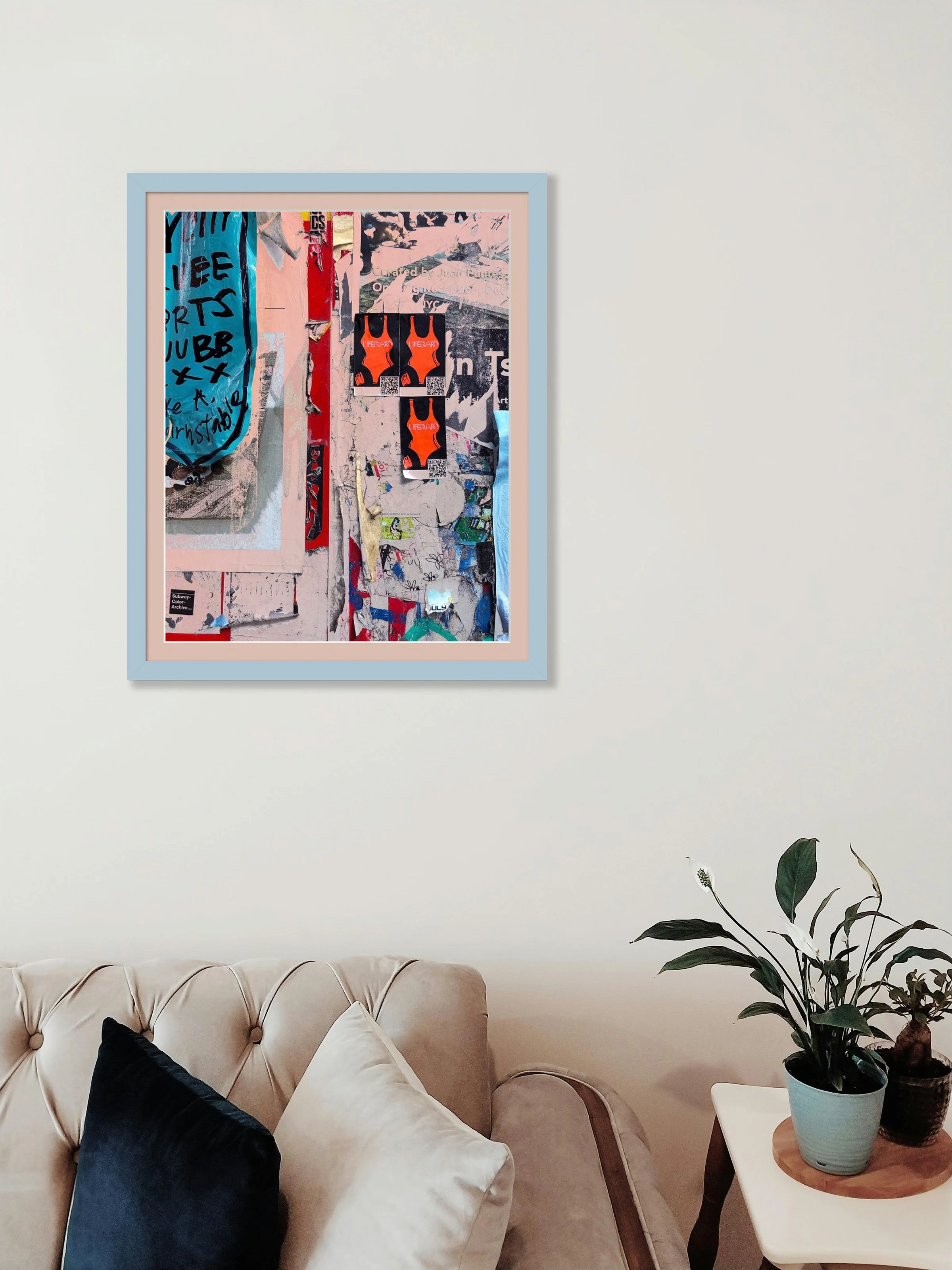 UUBB XX, 20x16 digital photo collage, matted & framed in scene.
