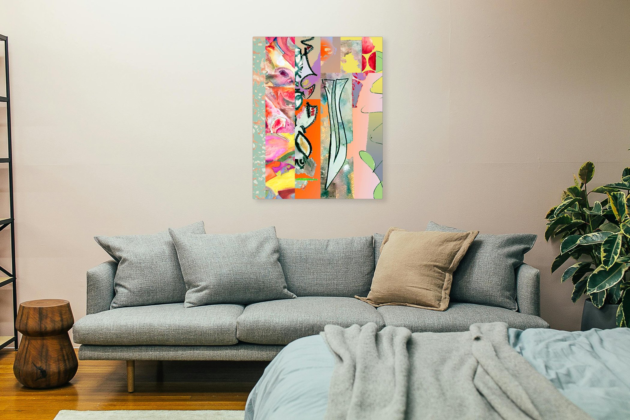 Moving Through. 16”x20” acrylic print, keyhole hanger, in scene. Ceil Diskin, 2025.