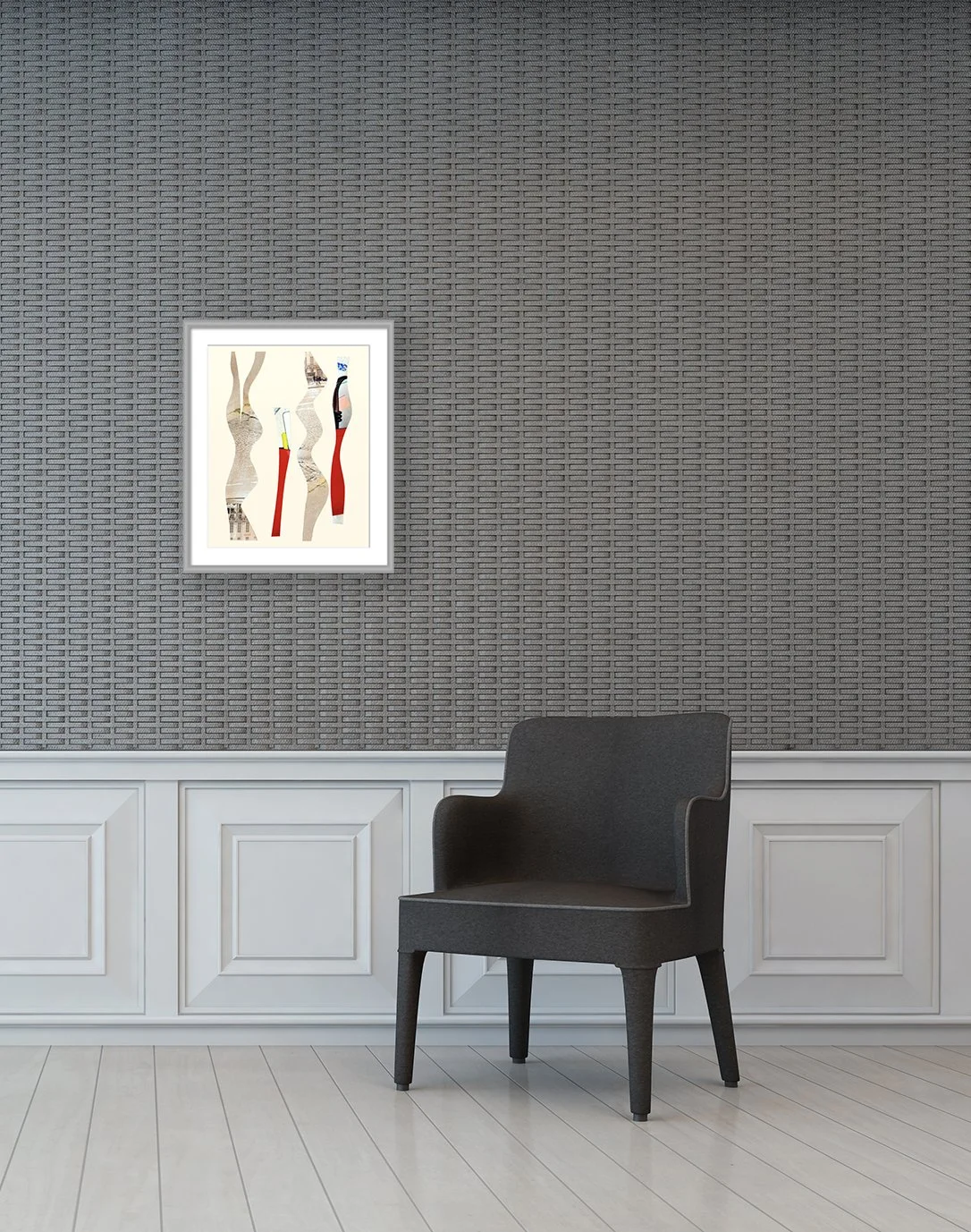 All Of Us. 8x10 collage print, matted & framed, in scene. Ceil Diskin-2025.