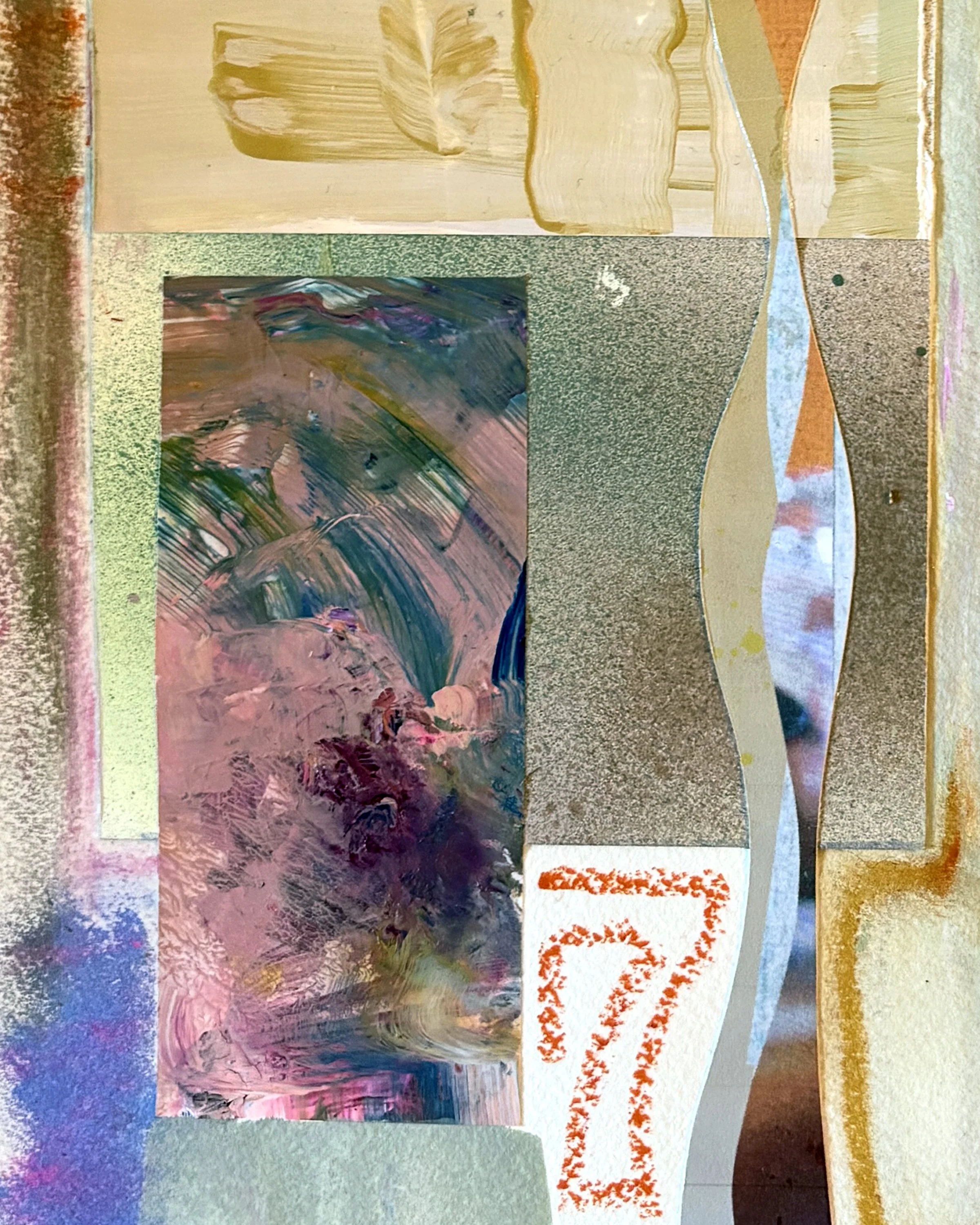 L'Ingenue, mixed media collage on paper-detail, by Ceil Diskin