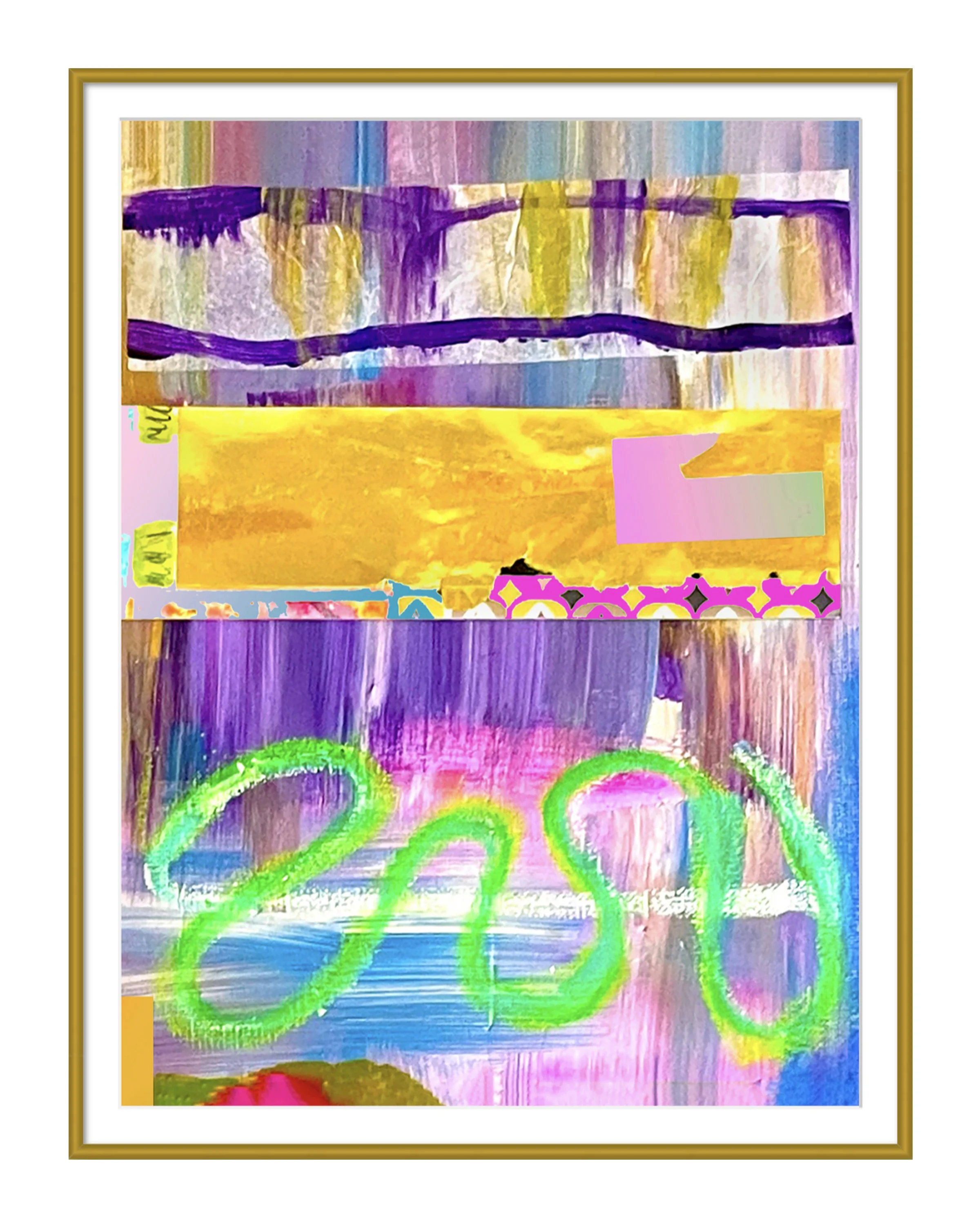 Stash.18”x24” painting print, matted & framed. Ceil Diskin, 2025.