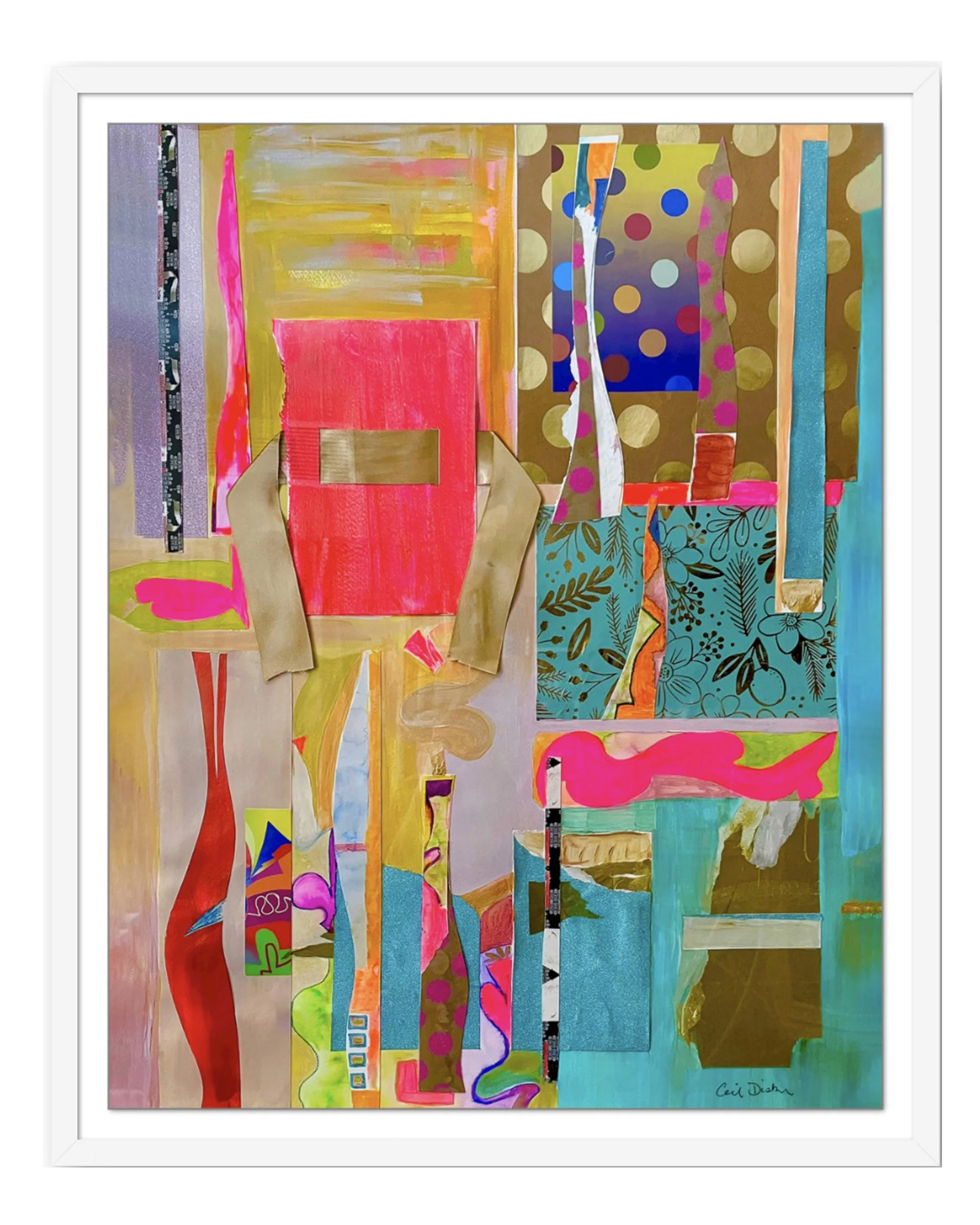 Daisy & Billy. 22x28 collage print, matted & framed. Ceil Diskin-2023.