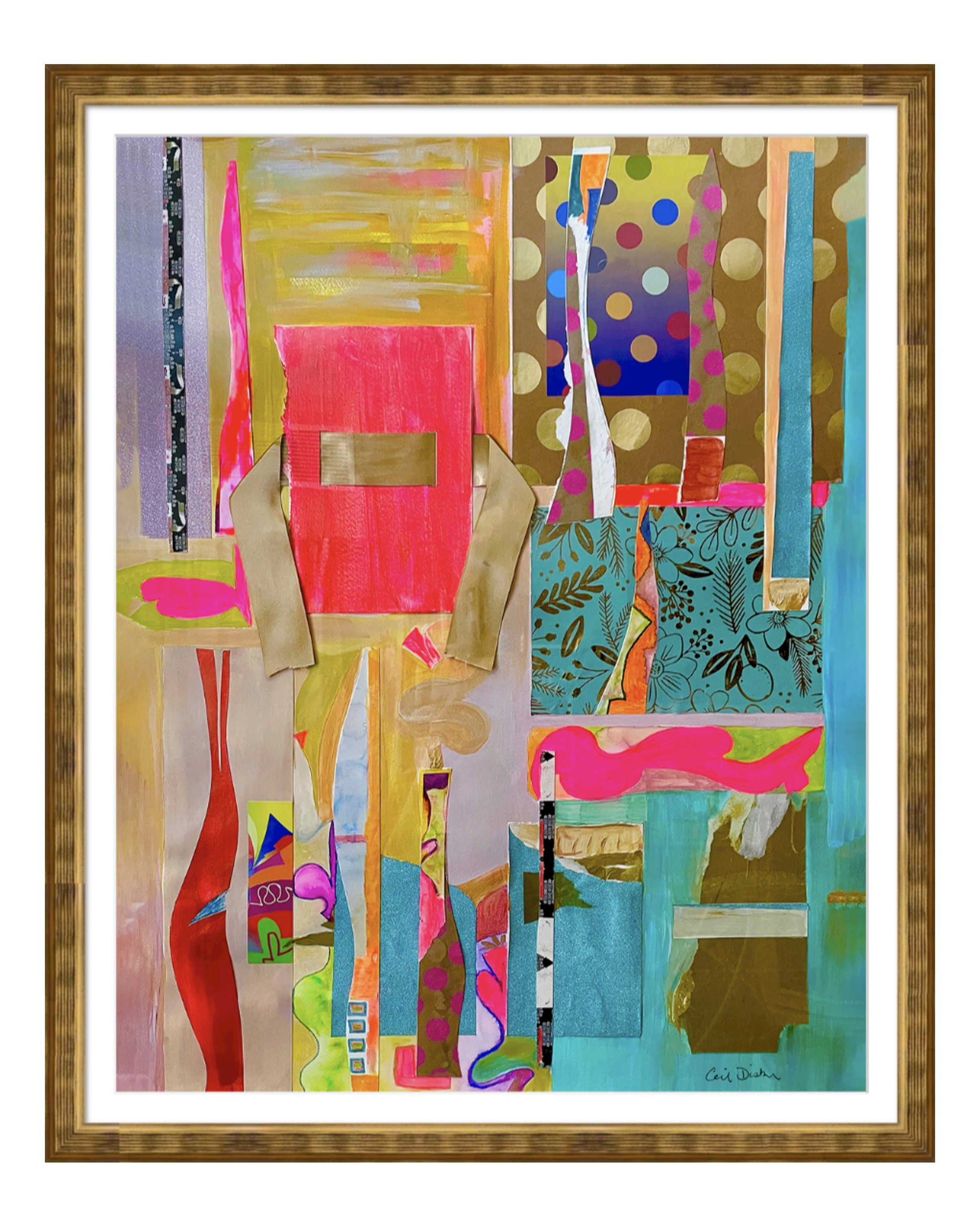 Daisy & Billy. 22x28 collage print, matted & framed. Ceil Diskin-2023.