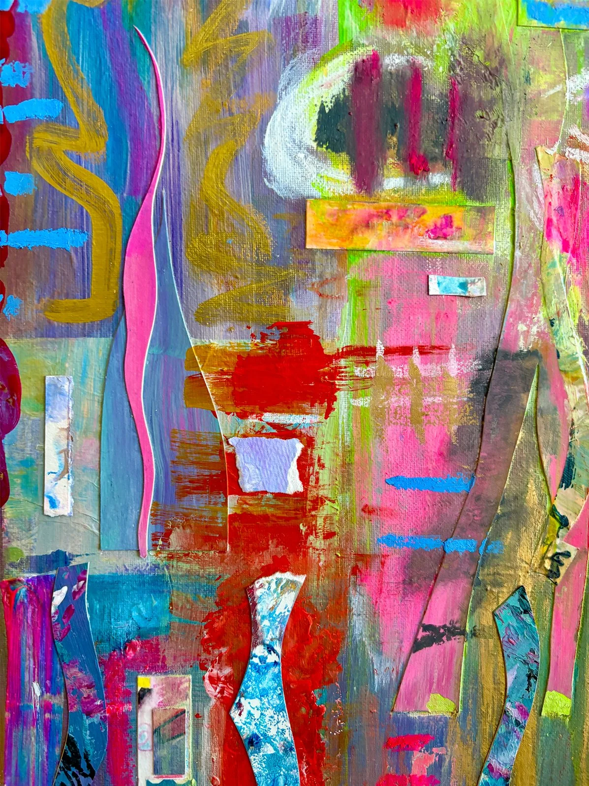 SMASH, mixed media collage detail, by Ceil Diskin