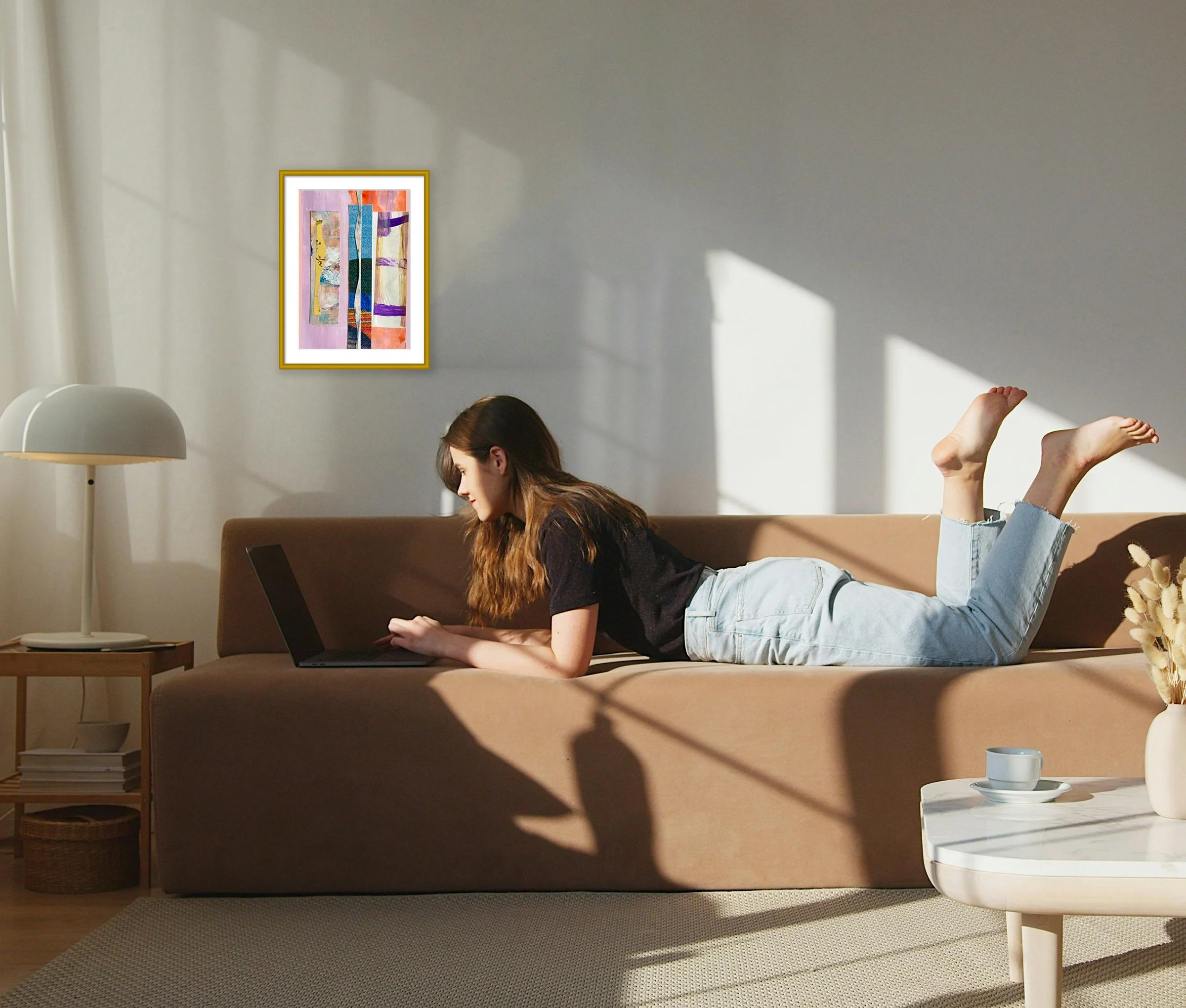 Lead the Way. 7x10 collage print, matted & framed in scene. Ceil Diskin-2025.