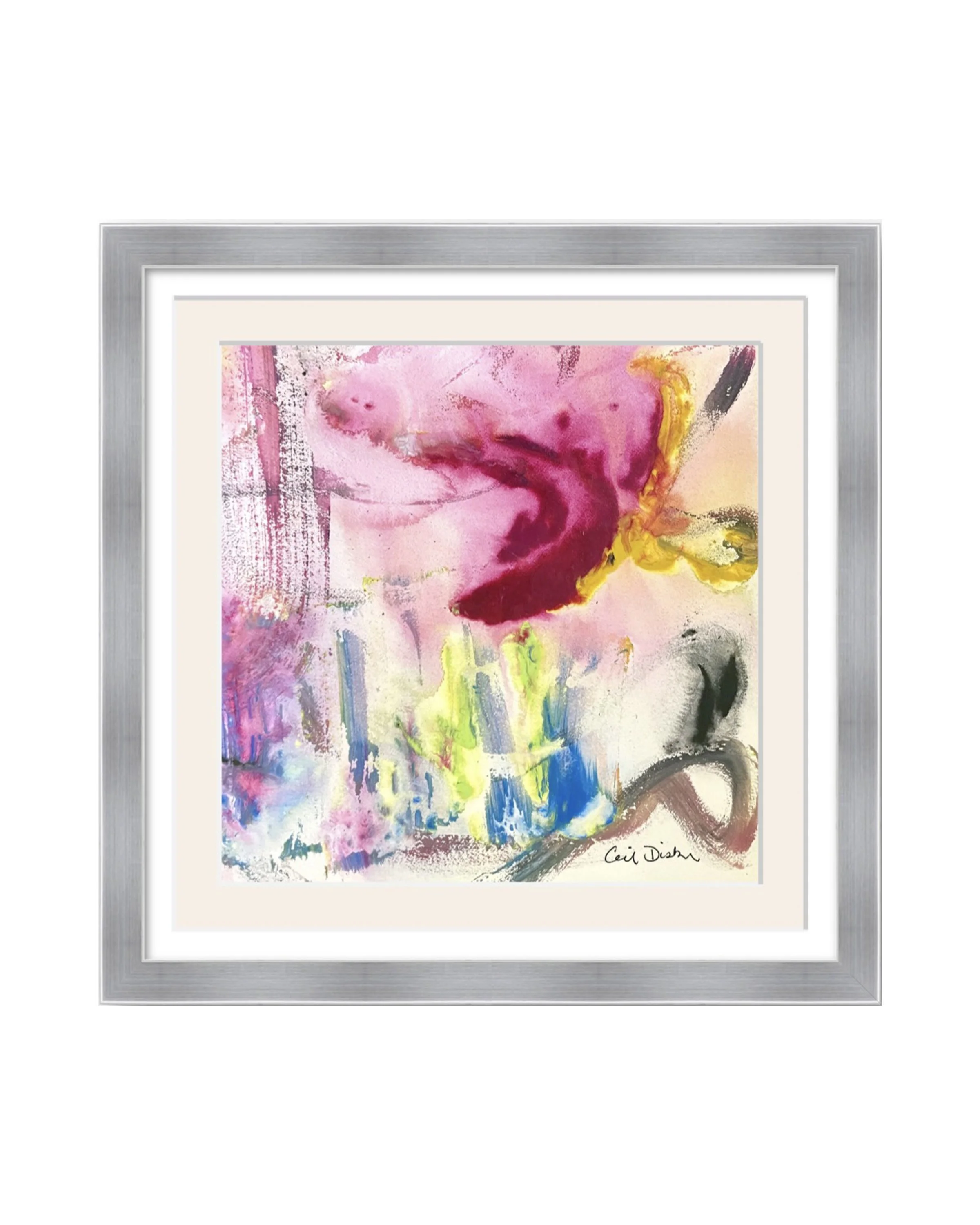 Hooked 9x9 print silver frame double mat