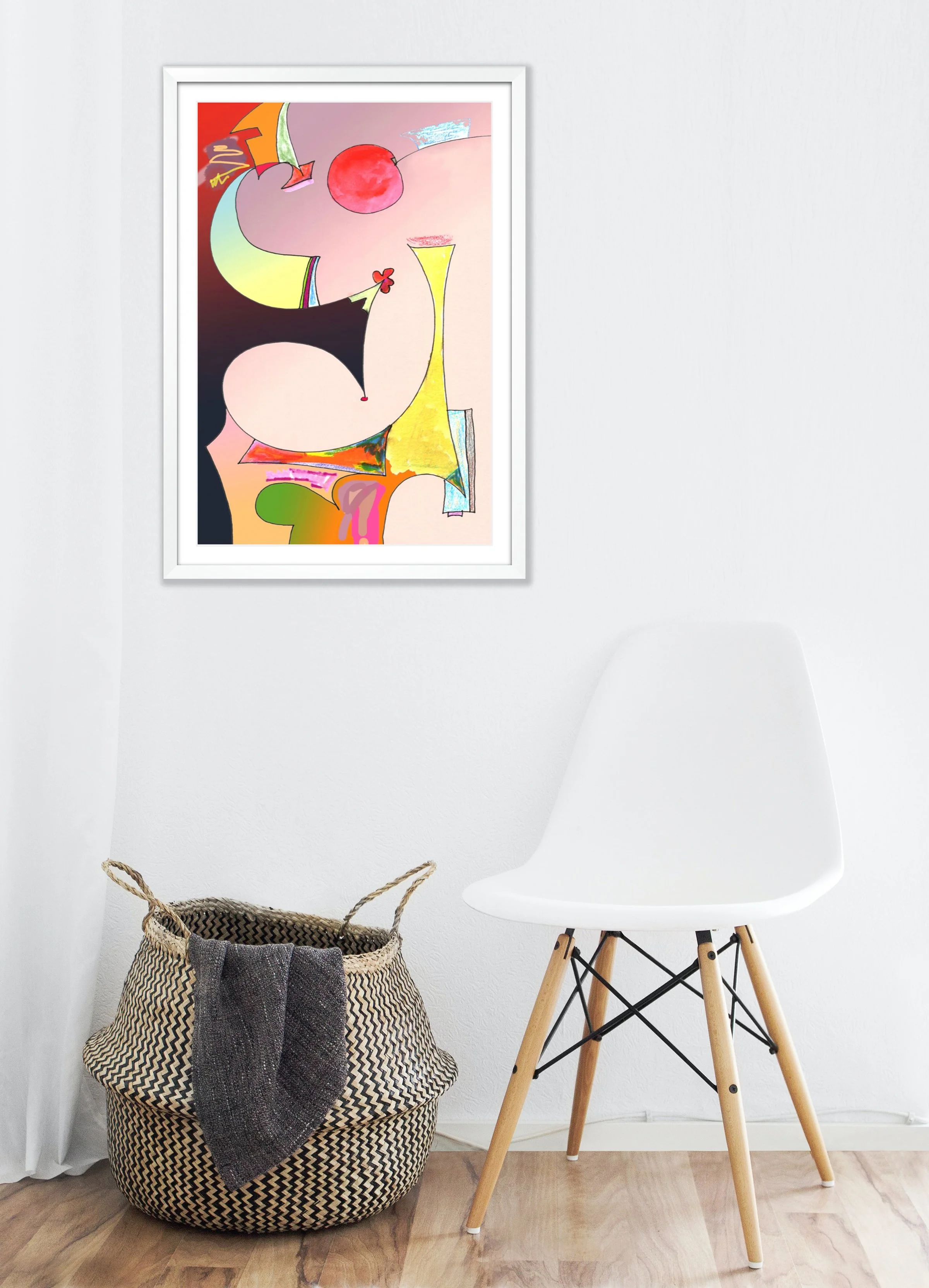 Cherry. 16”x24” digital print, matted & framed, in scene. Ceil Diskin, 2021.