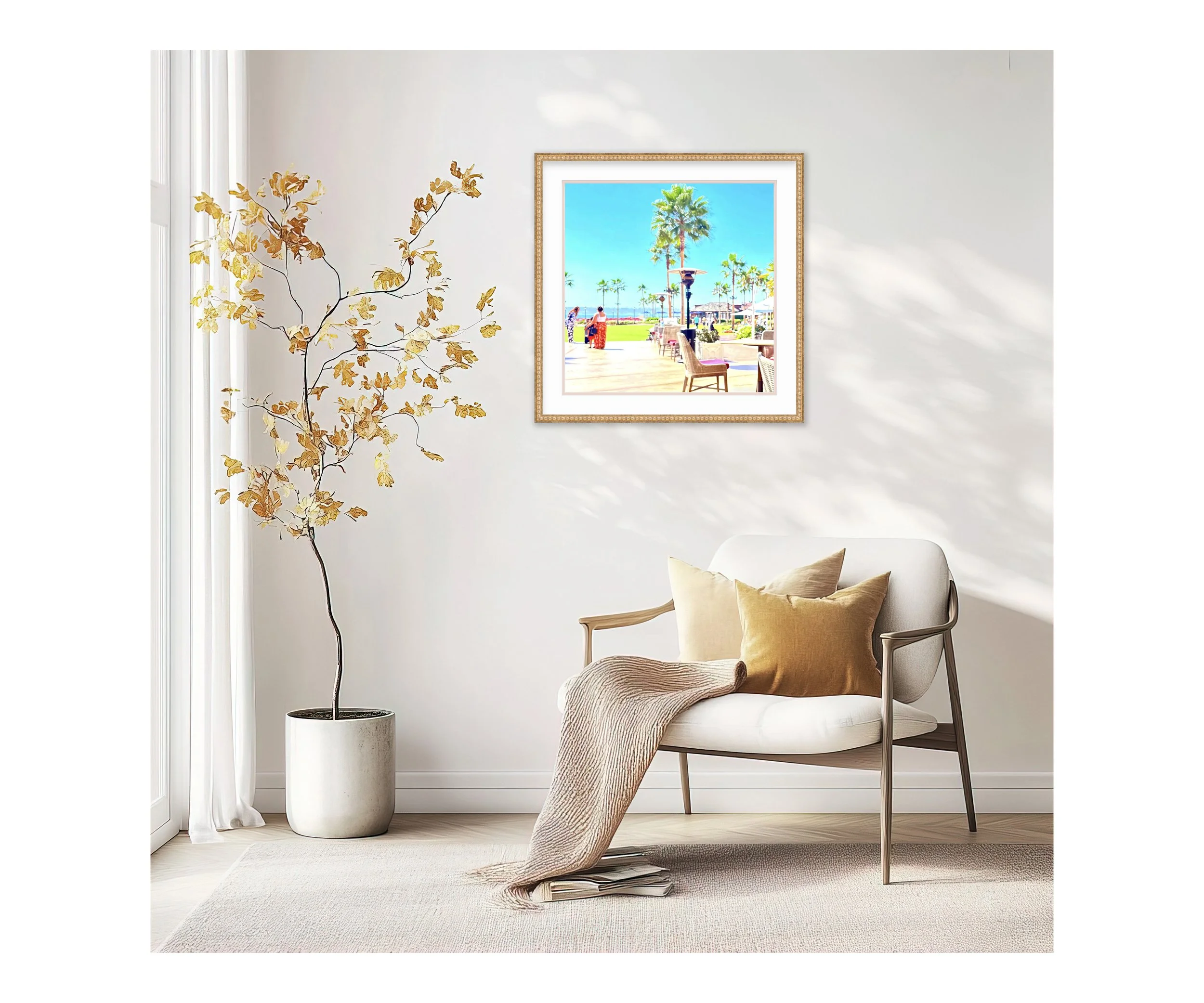 At The Del, with beige chair, by Ceil Diskin