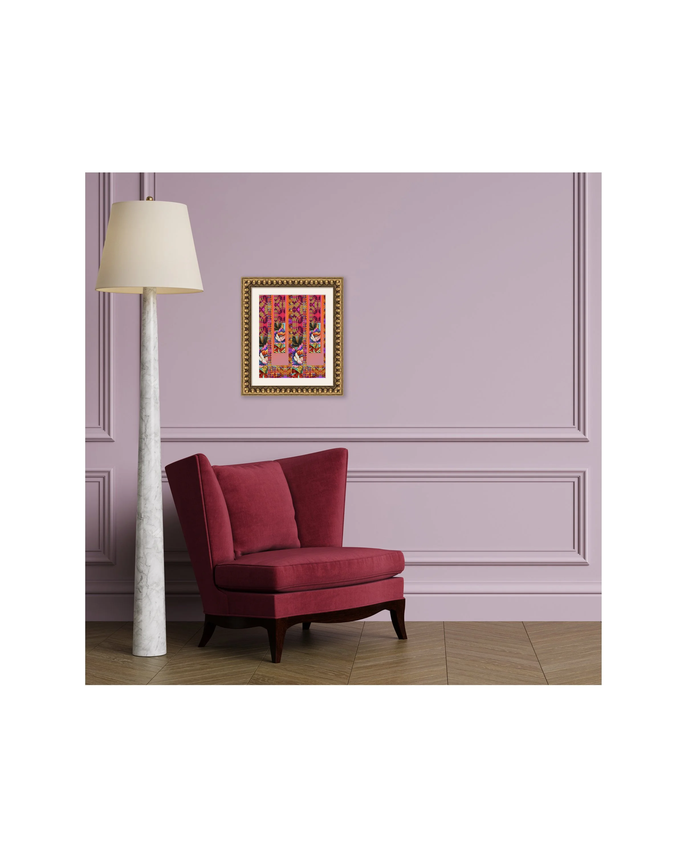 Conchita, 8x10 digital pattern print, matted & framed, in scene. Ceil Diskin-2026