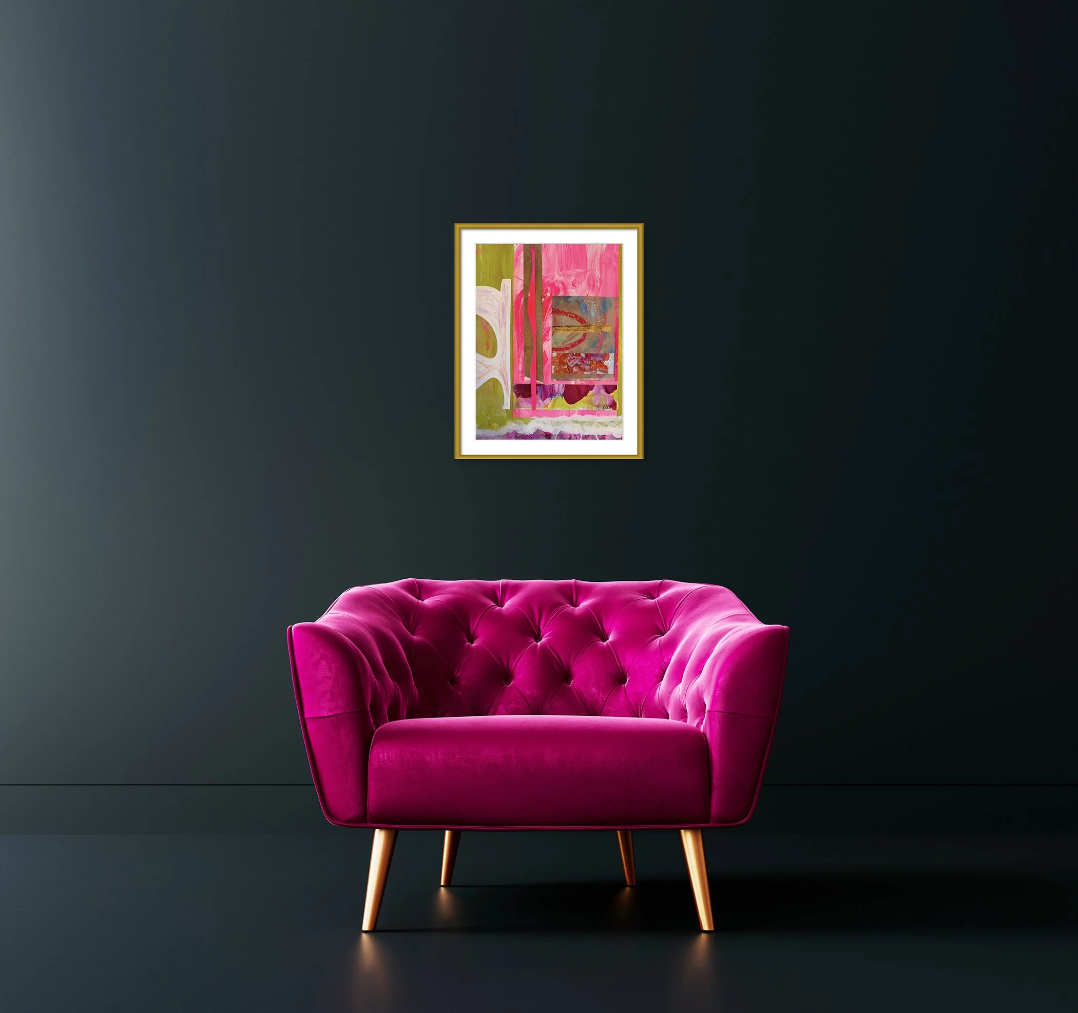 Marcia, 9x12 Giclée print, matted & framed, in scene. Ceil Diskin 2026.