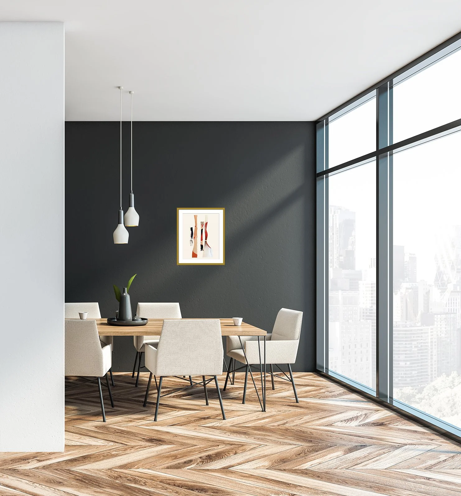 Riviera Red. 8x10 collage print, matted & framed, in scene. Ceil Diskin-2025.