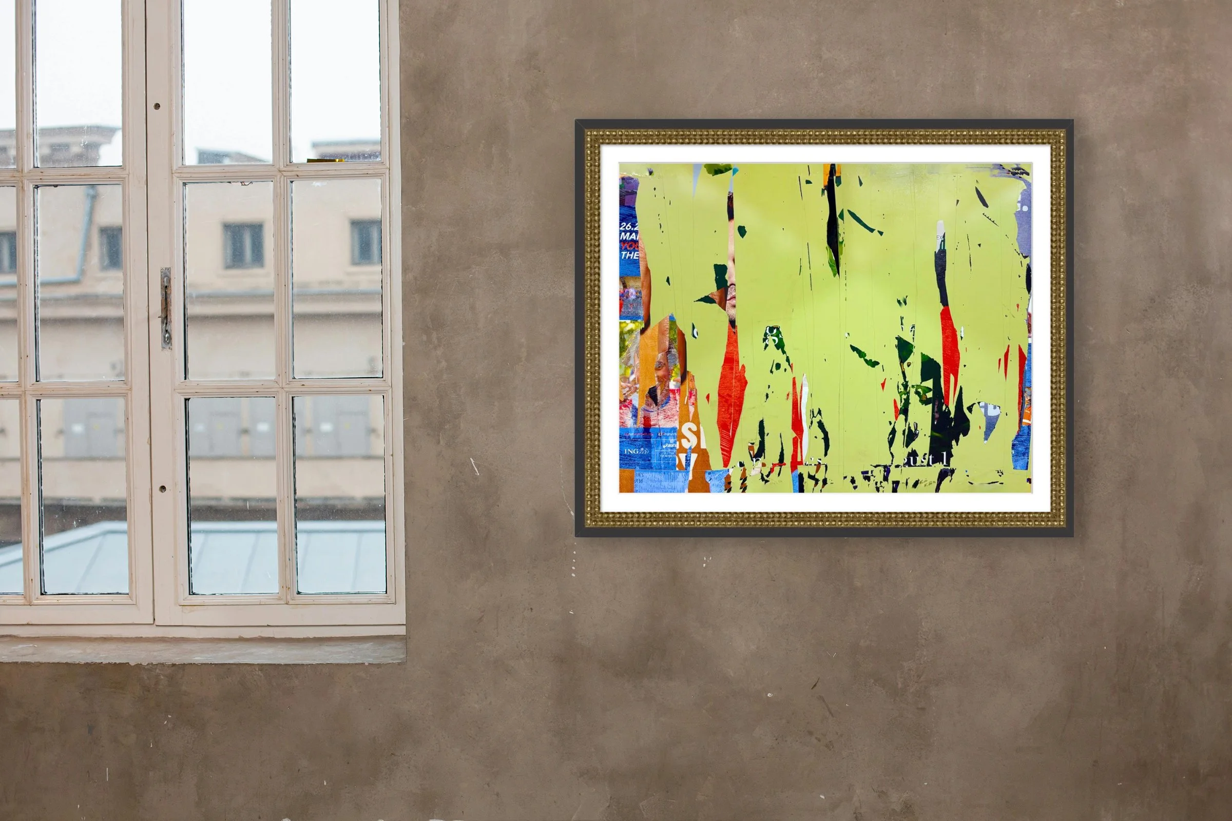 MaYo, 20x16 digital photo collage, matted & framed in scene.