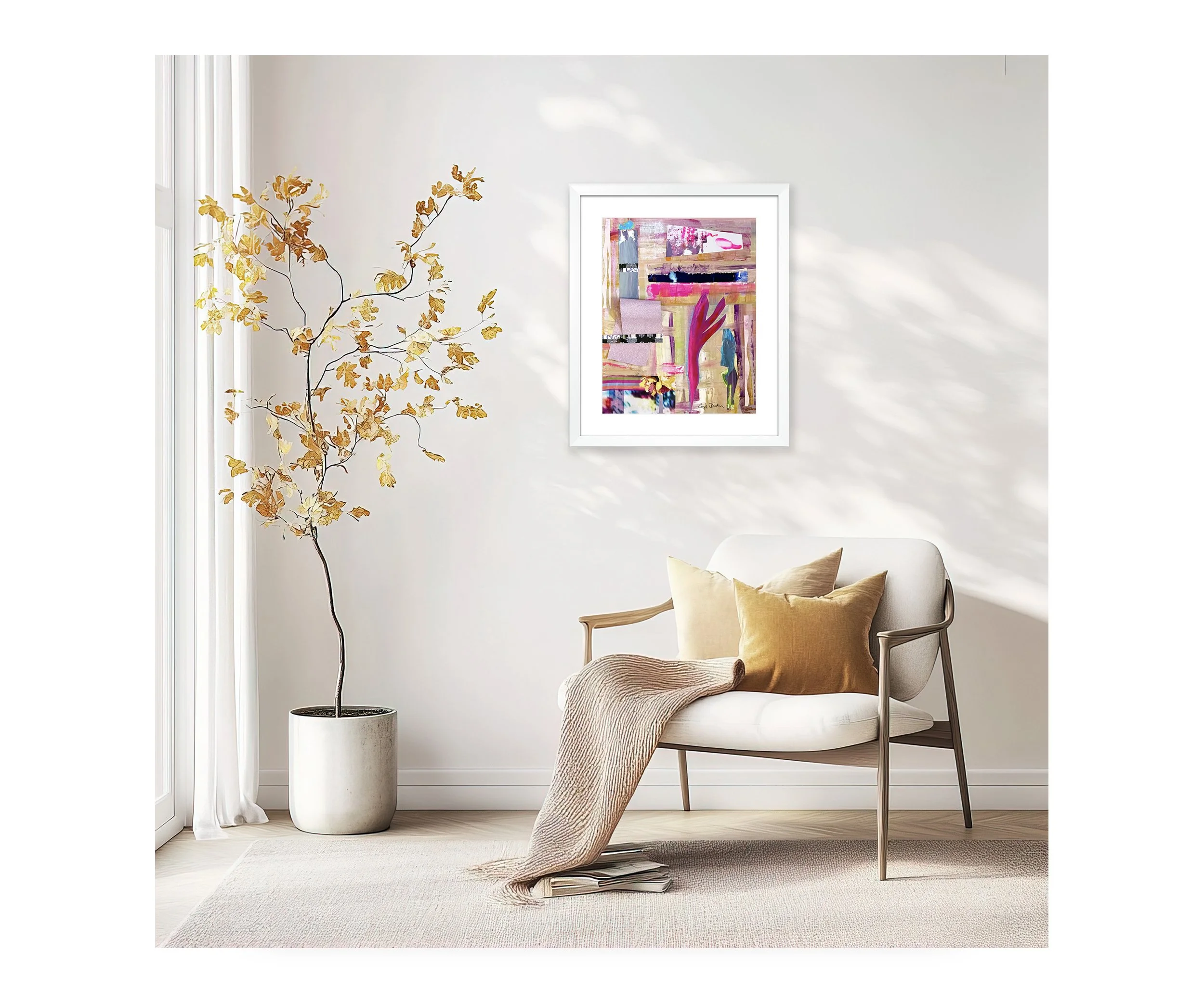 Trusting the Universe, with beige chair, by Ceil Diskin