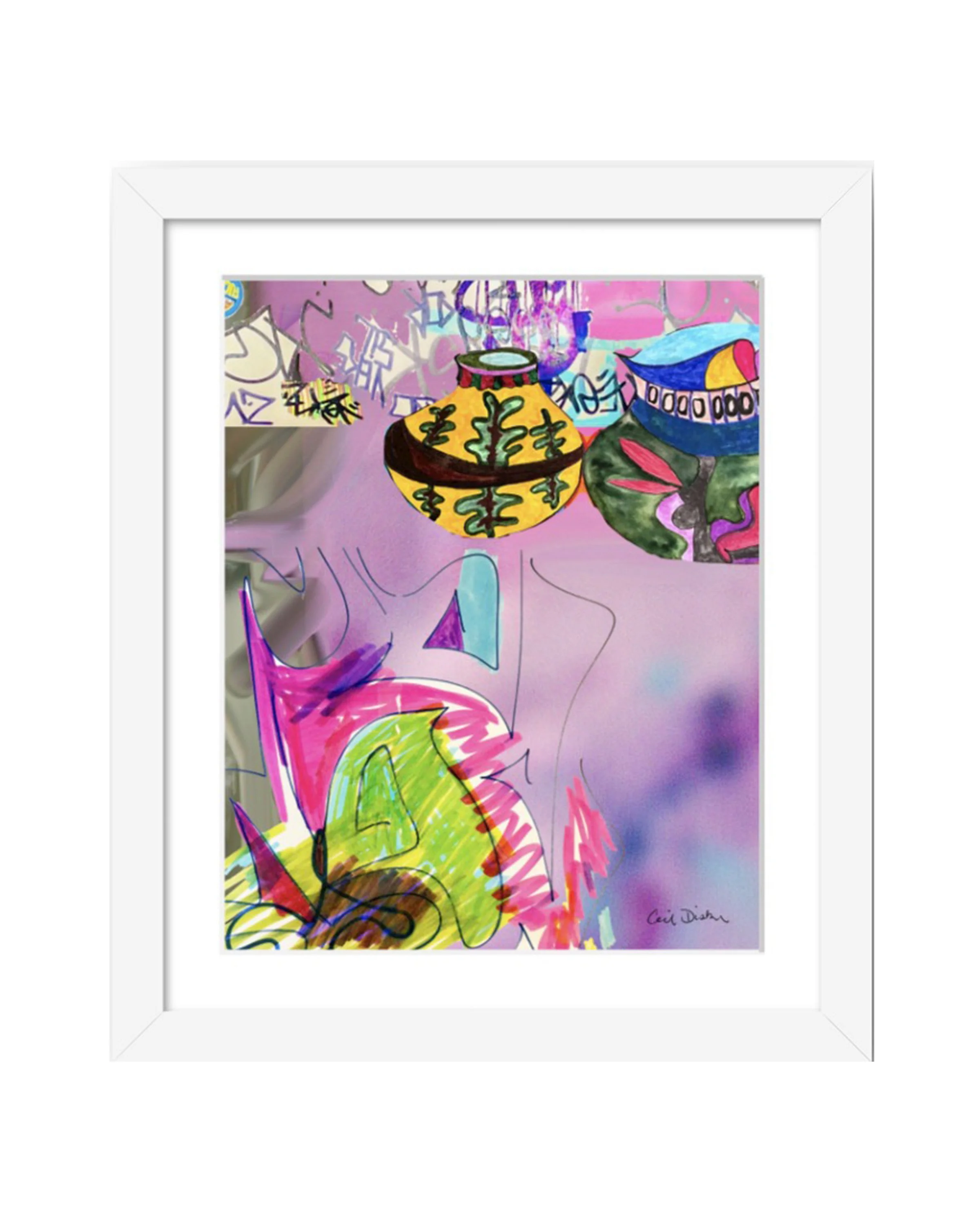 10th Ave. Series Detail 4, digital collage print, matted & framed. Ceil Diskin, 2026