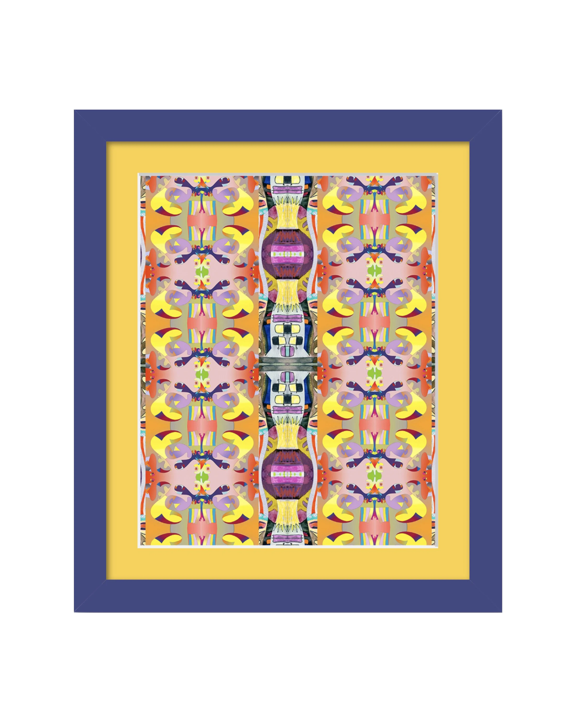 Banana-Fête. 8x10 digital pattern print, matted & framed. Ceil Diskin-2025.