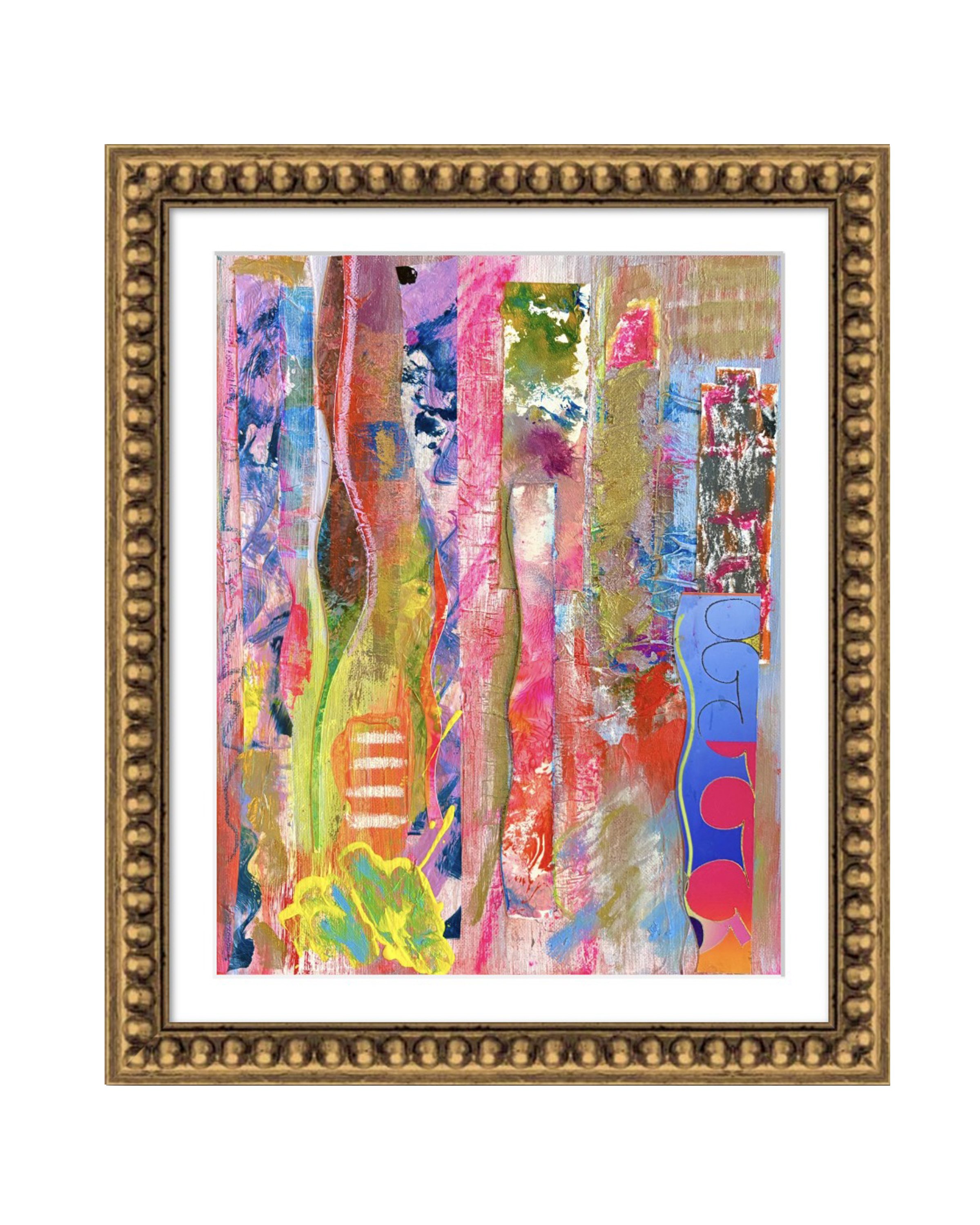 AfterParty. 11x14 collage print, matted & framed. Ceil Diskin-2025.