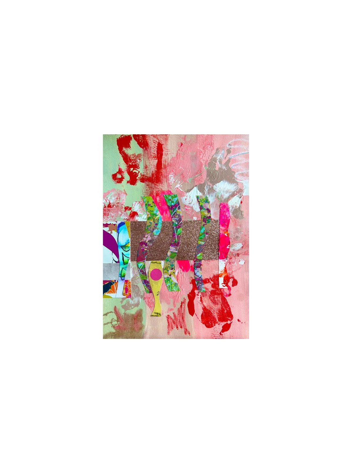 Joy,Sometimes, 10x14, mixed media collage on paper, by Ceil Diskin