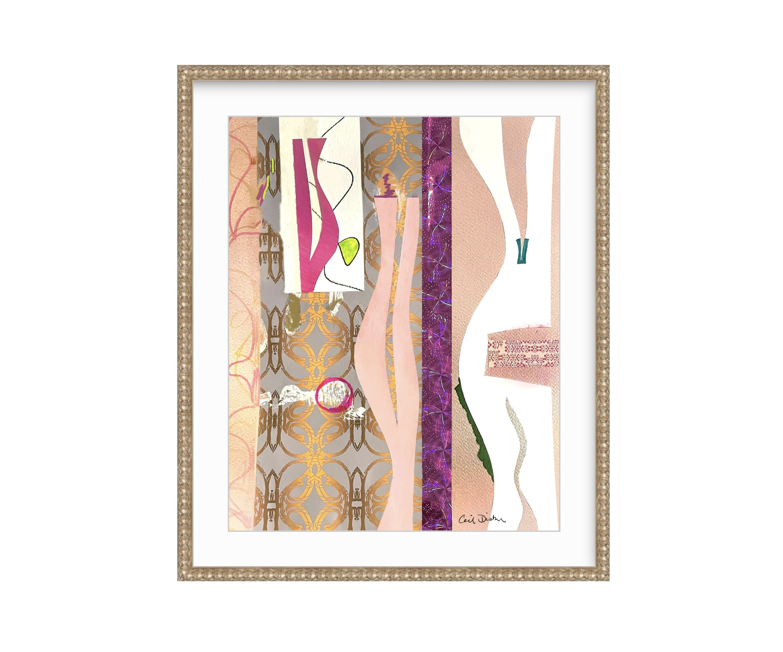 Slouching, silver beaded frame, by Ceil Diskin