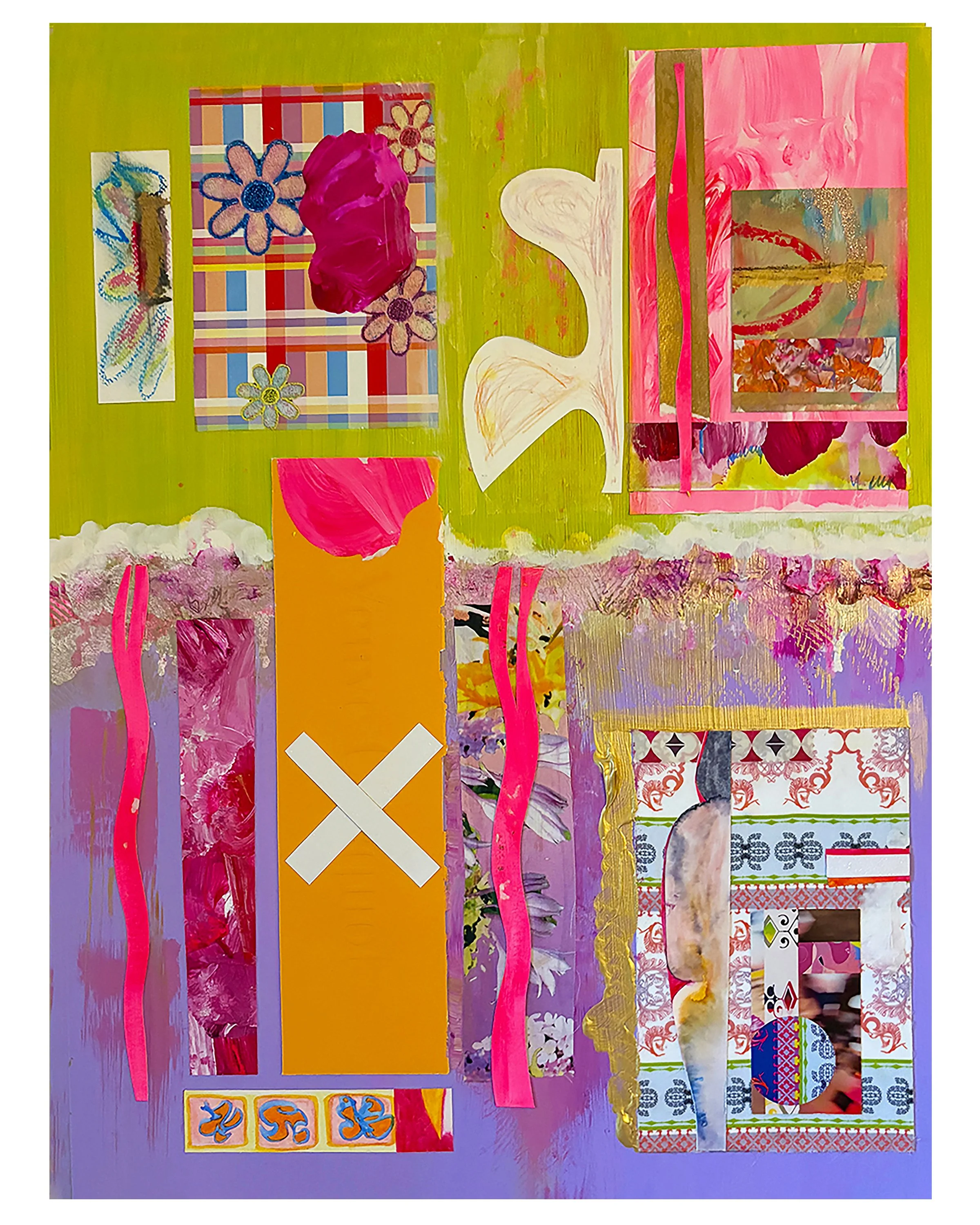 Happy AF. 18x24 mixed media collage. Ceil Diskin-2026.